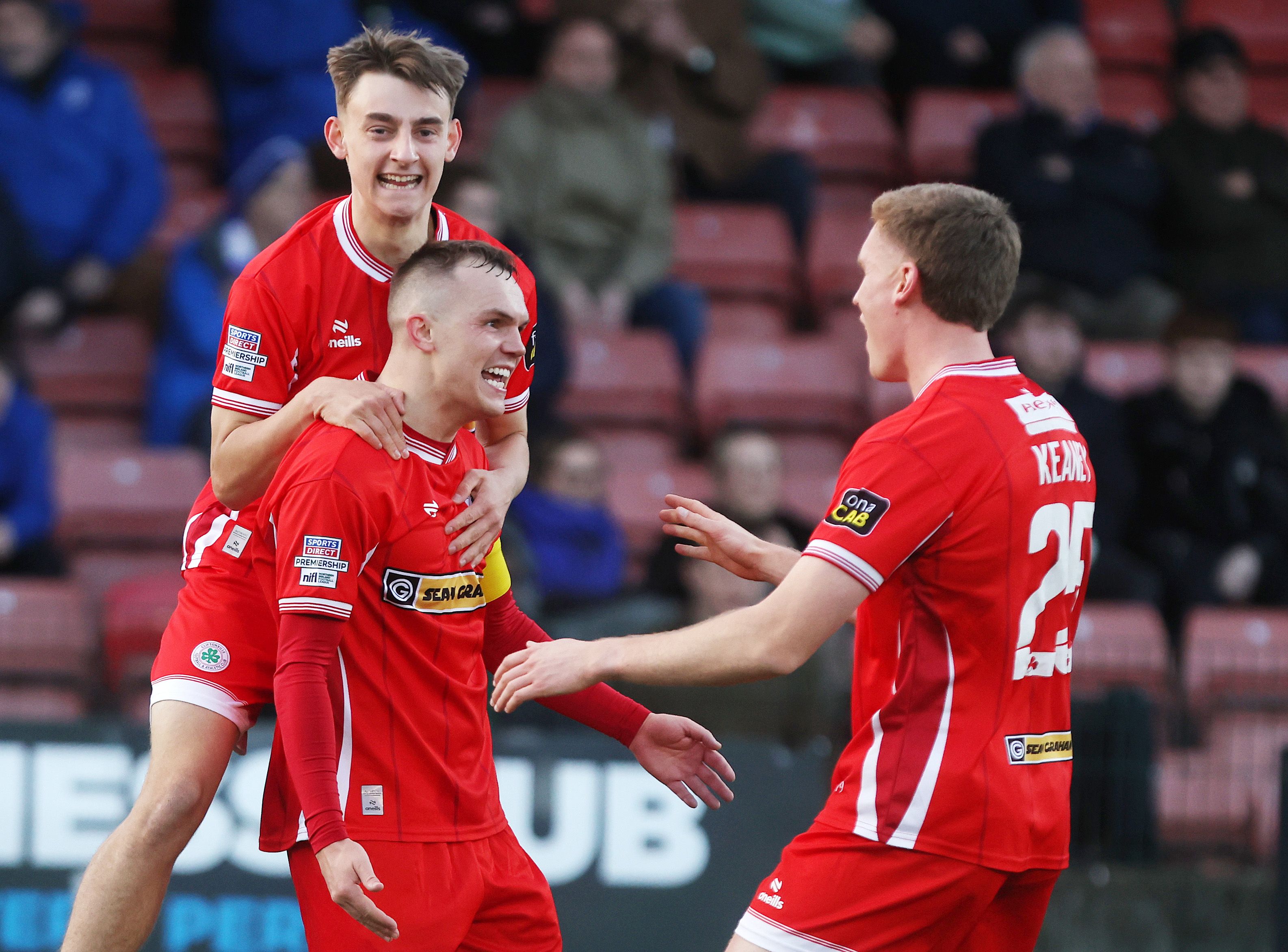 DELIGHT: Ciftonville’s Rory Hale celebrates after scoring 