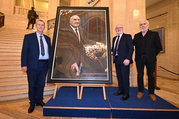 Portrait of Alex Maskey is unveiled at Stormont