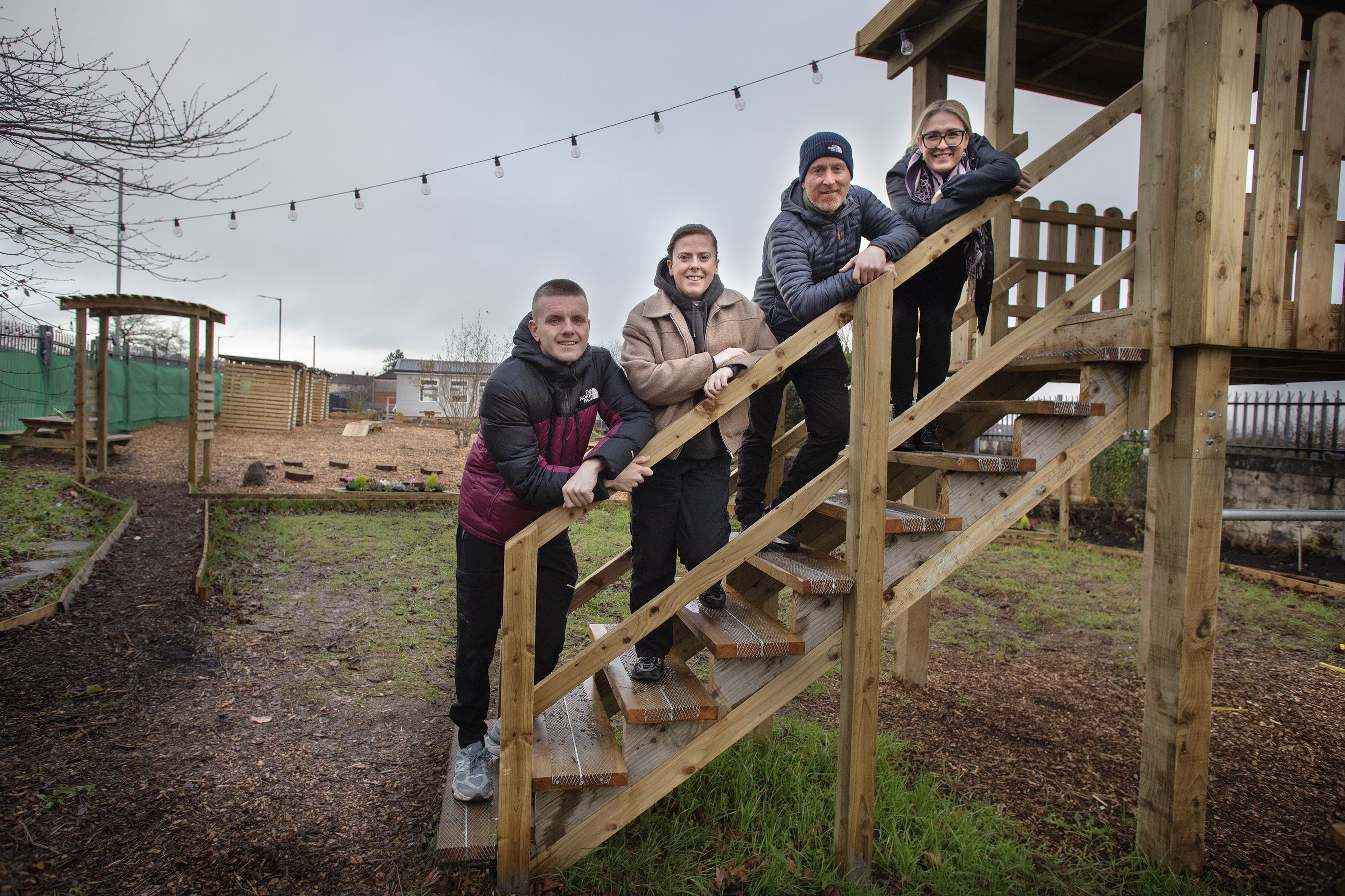 MAITH SIBH: Tarlach, Emma, Seán and Nuala in the new Glór na Móna garden