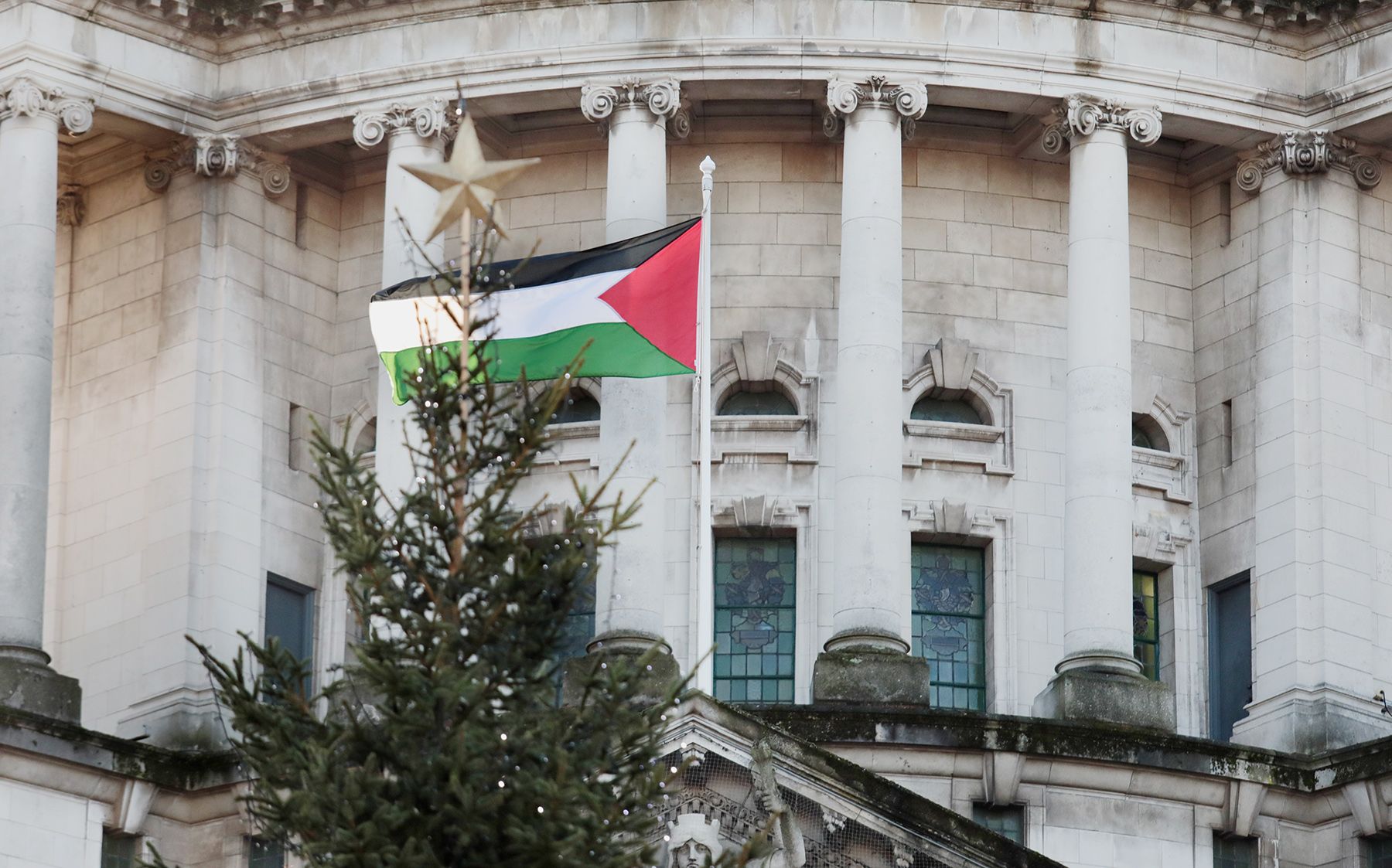 SUPPORT: The Palestine flag flew over City Hall on Tuesday