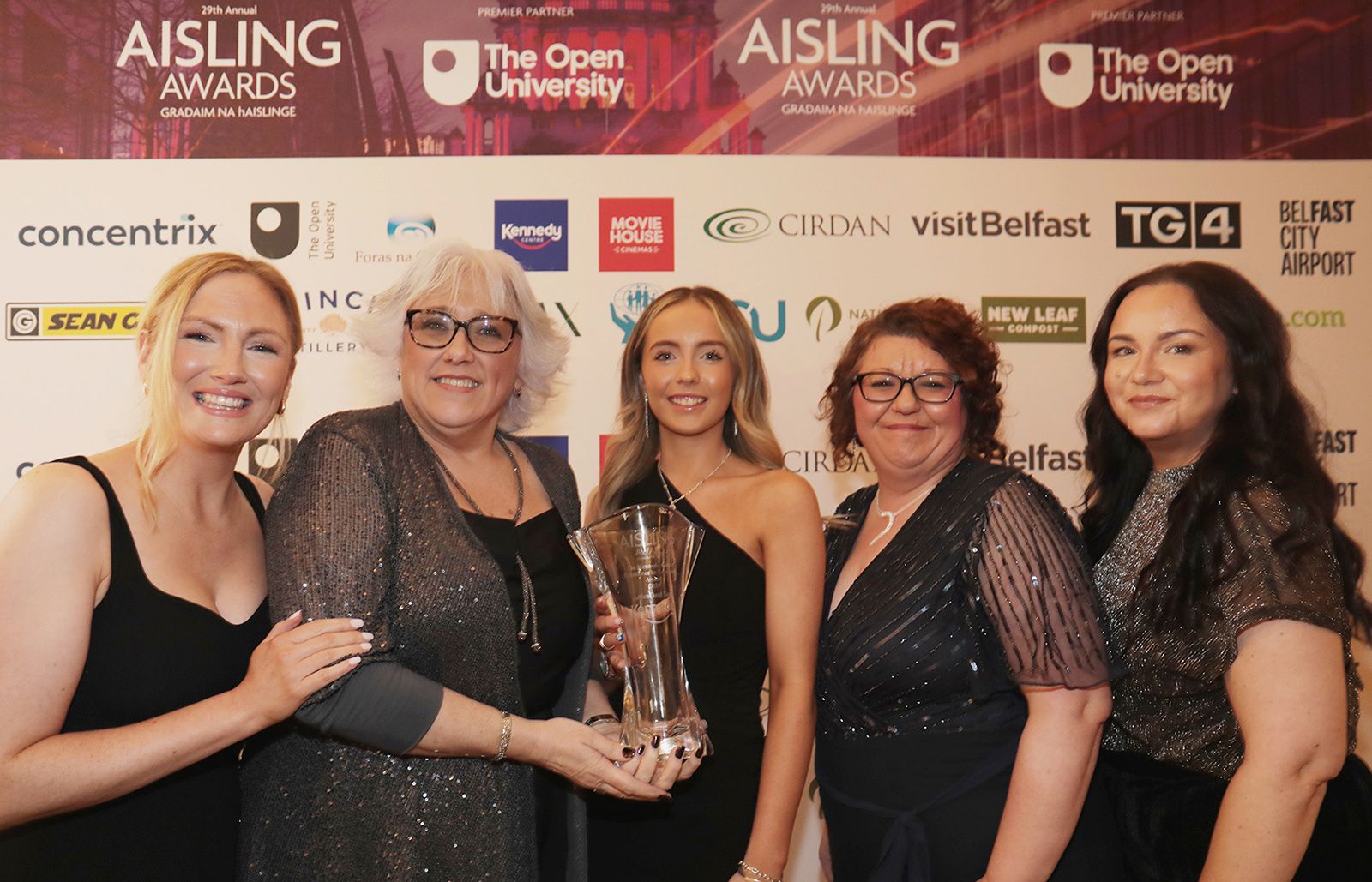 EXCELLENCE IN EDUCATION SPECIAL RECOGNITION AWARD: Sarah Doyle, Michelle Hull, Julie Graham and Lisa Beattie from Action Deaf Youth with Hannah Kennedy from sponsors Kennedy Centre