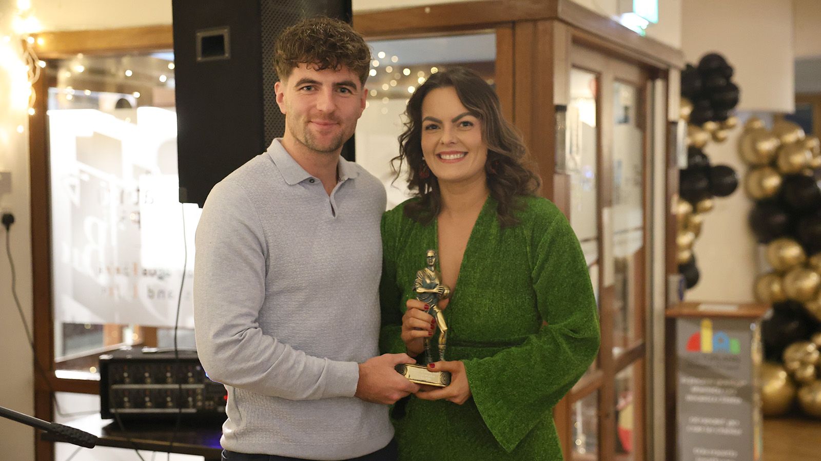 Senior ladies' Player of the Year Rachel Walls receives her award from Dáire Ó Baoill 