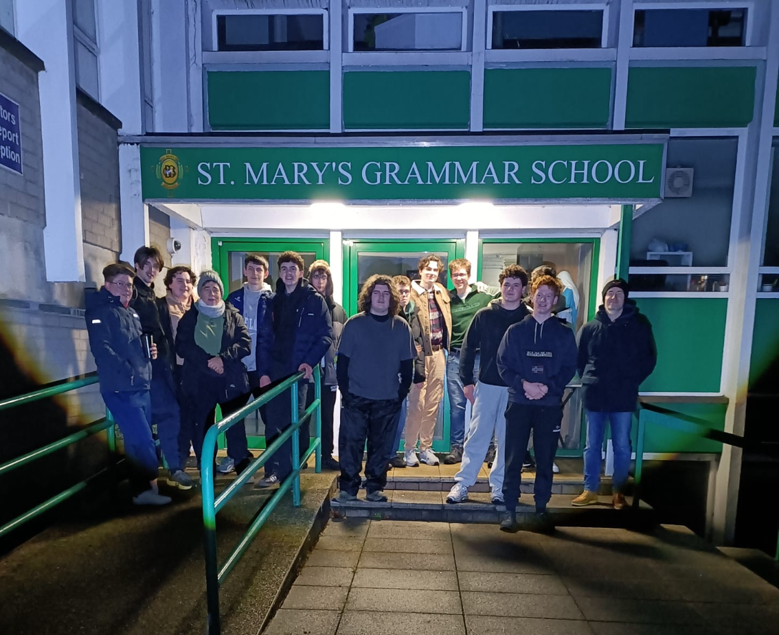 BRAVE SOULS: Pupils and staff ahead of the sleep-out