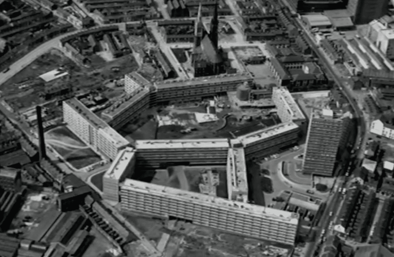 RAKED: Over 200 rounds from Browning heavy machine-guns were fired into the \'egg-box\' Divis Flats