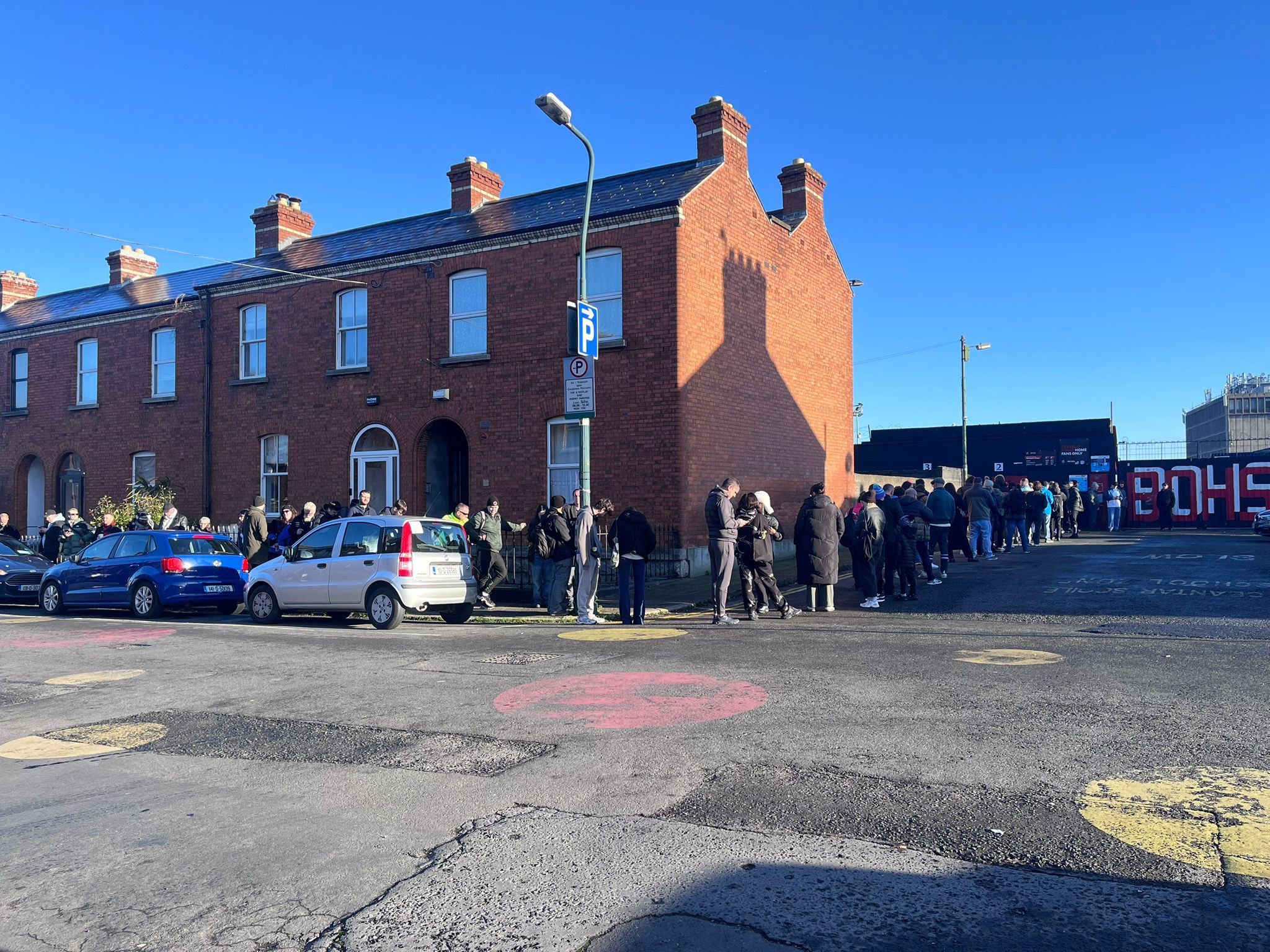 IN DEMAND: Part of the queue outside Dalymount Park this morning