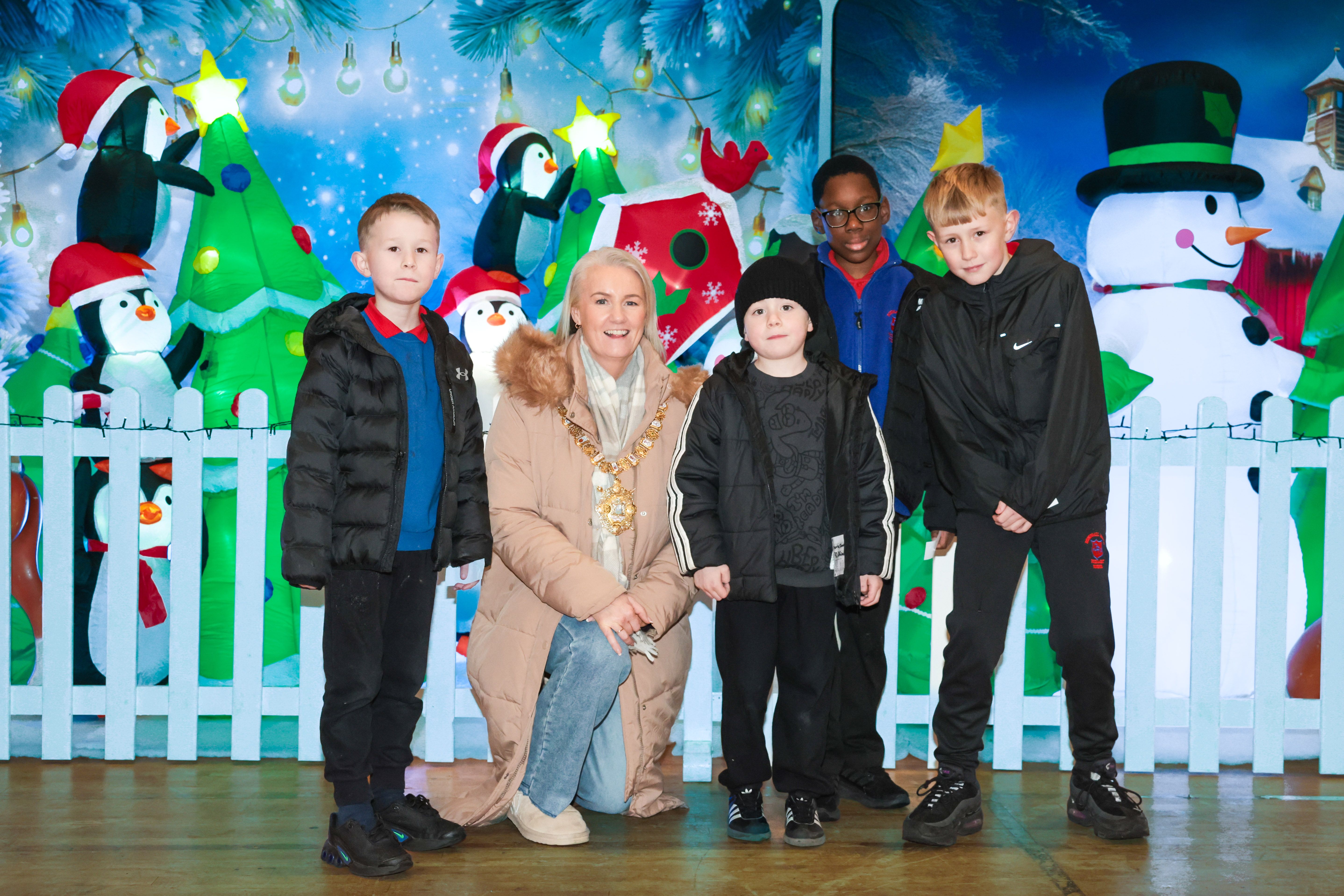FESTIVE FUN: Lord Mayor of Belfast, Councillor Tracy Kelly, joins young people from South City Resource Centre in the Village area of south Belfast at their Christmas celebration – one of 90 festive community events taking place city-wide during December 