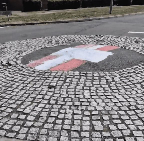 OOPS: English patriots painted a Danish flag on a roundabout to own the leftards
