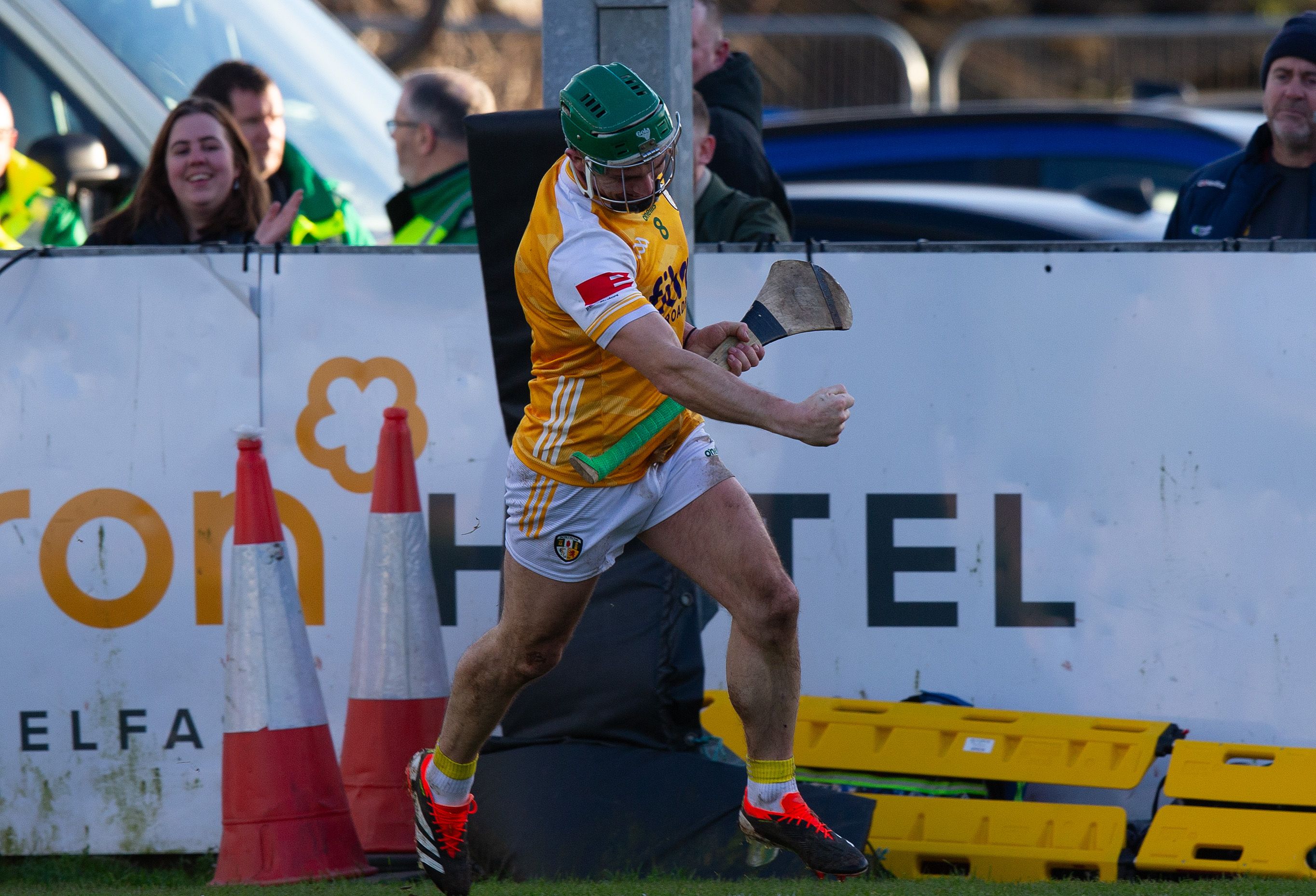 Nigel Elliott celebrates netting Antrim\'s second goal on Sunday 