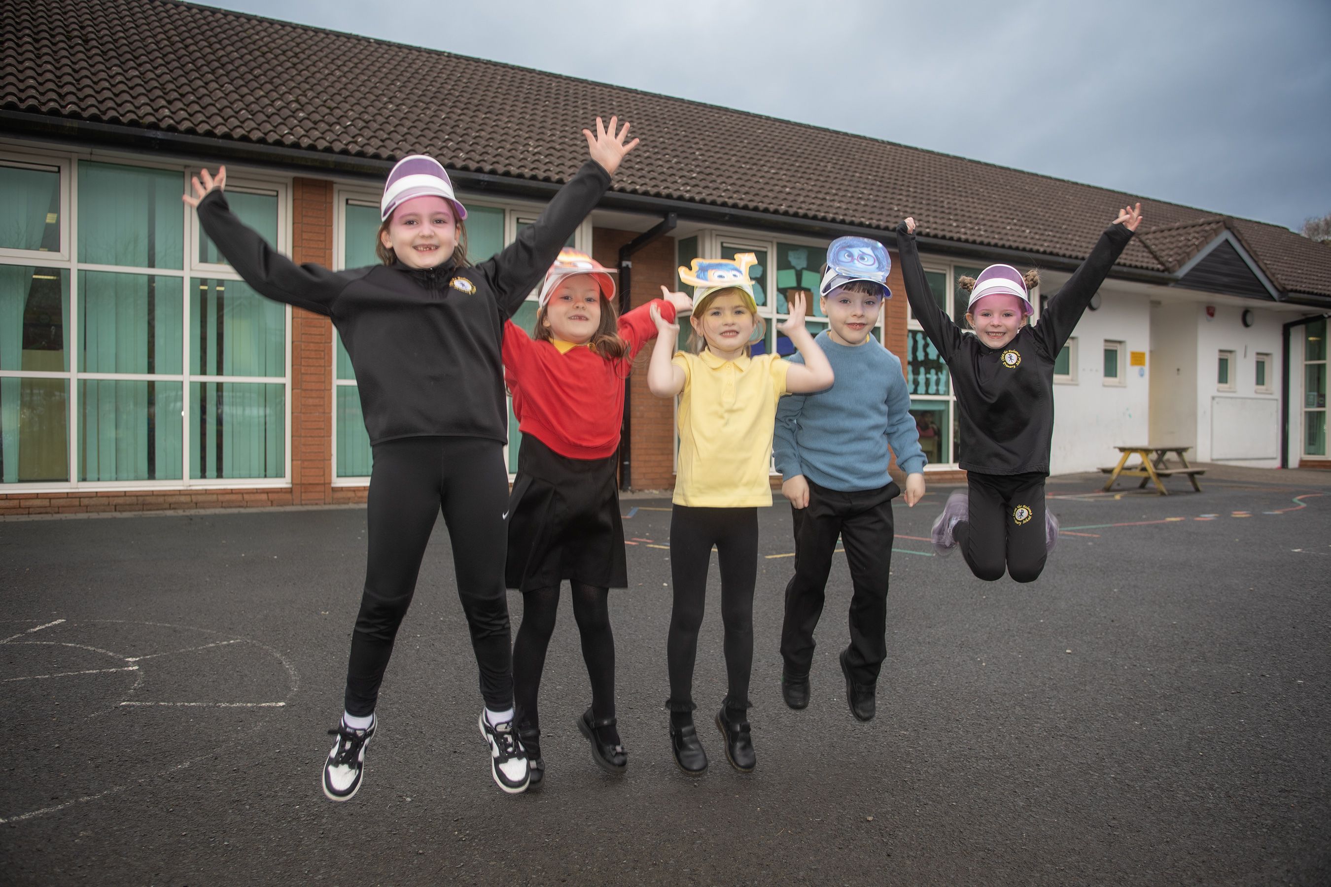 JUMPING IN: Christ the Redeemer PS pupils Zoe, Belle, Cara, Leo and Evie