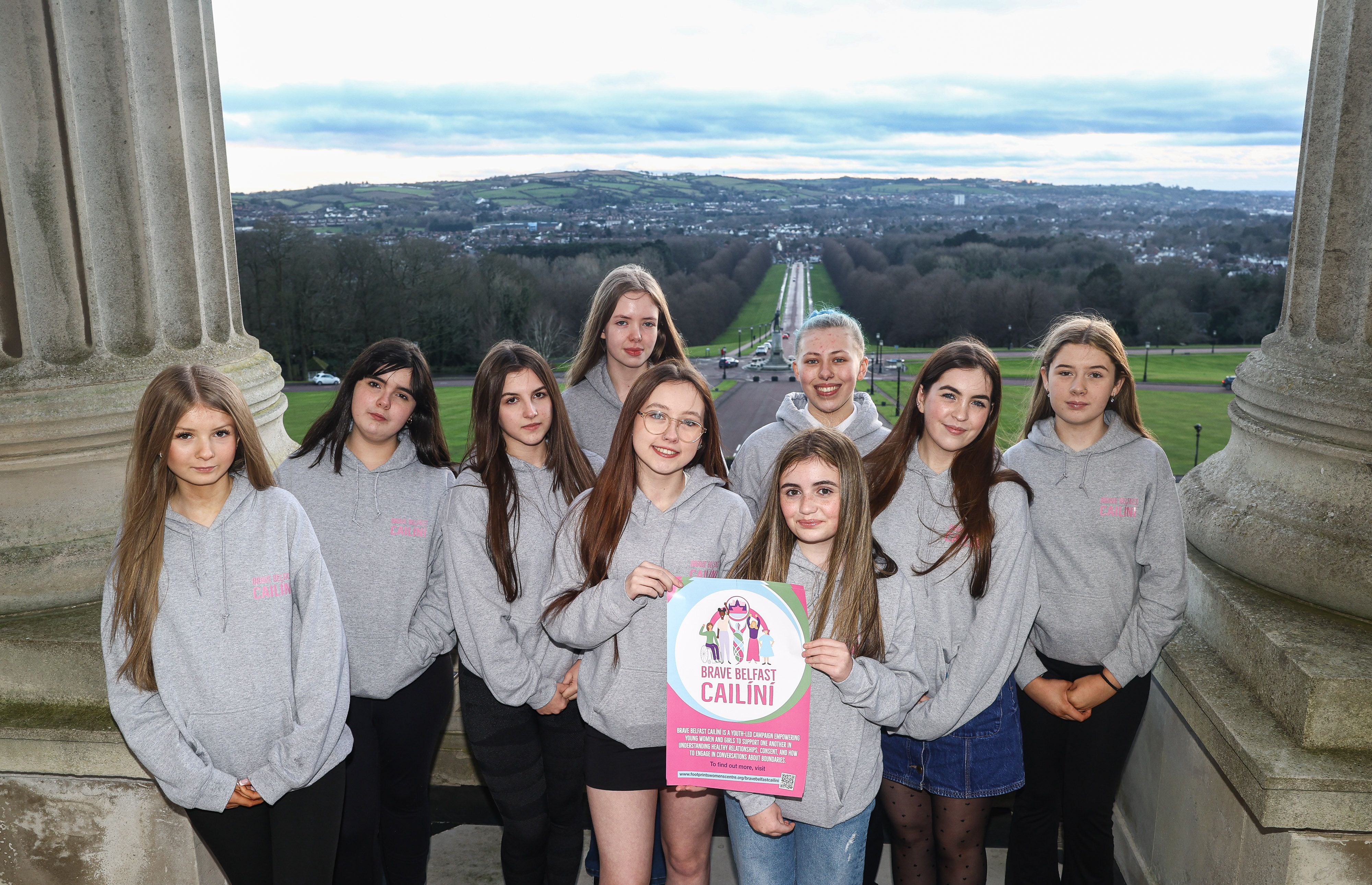 CAMPAIGN: Members of the Brave Belfast Cailíní at Stormont for the launch