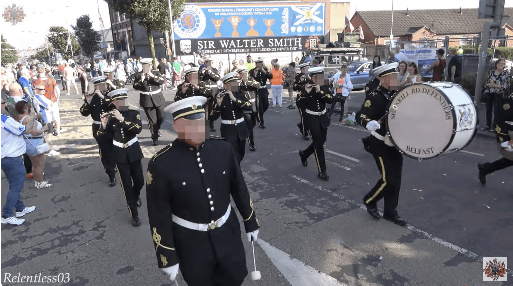 PARTICIPANTS: The Shankill Road Defenders Flute Band playing in September\'s Brian Robinson parade in a still from a loyalist band website