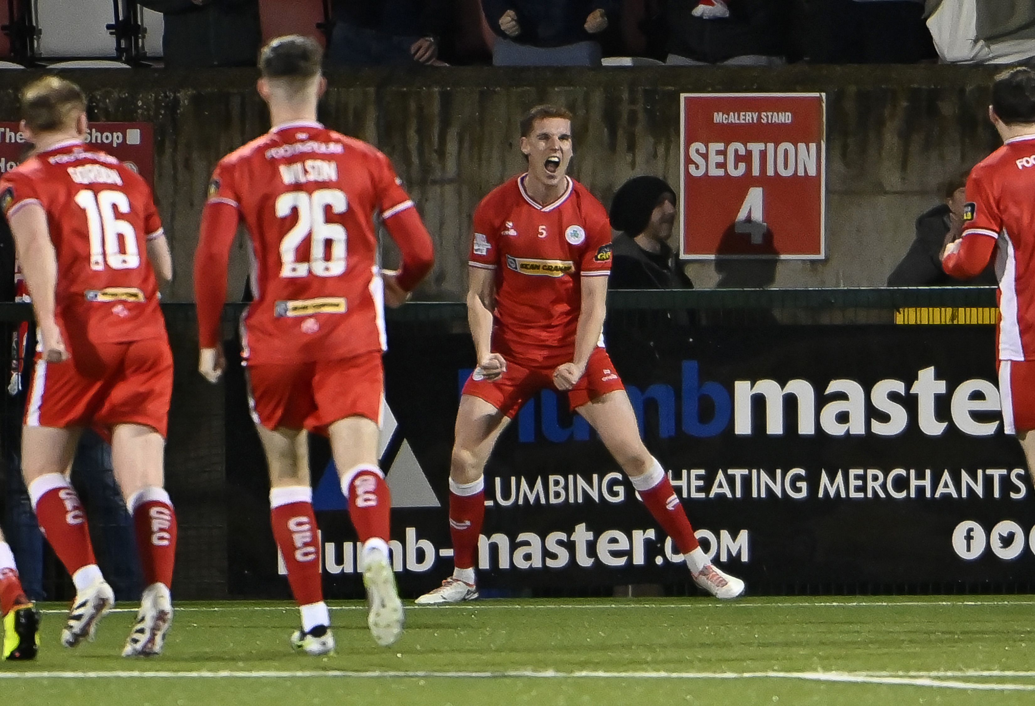 Jack Keane celebrates scoring his first goal for Cliftonville