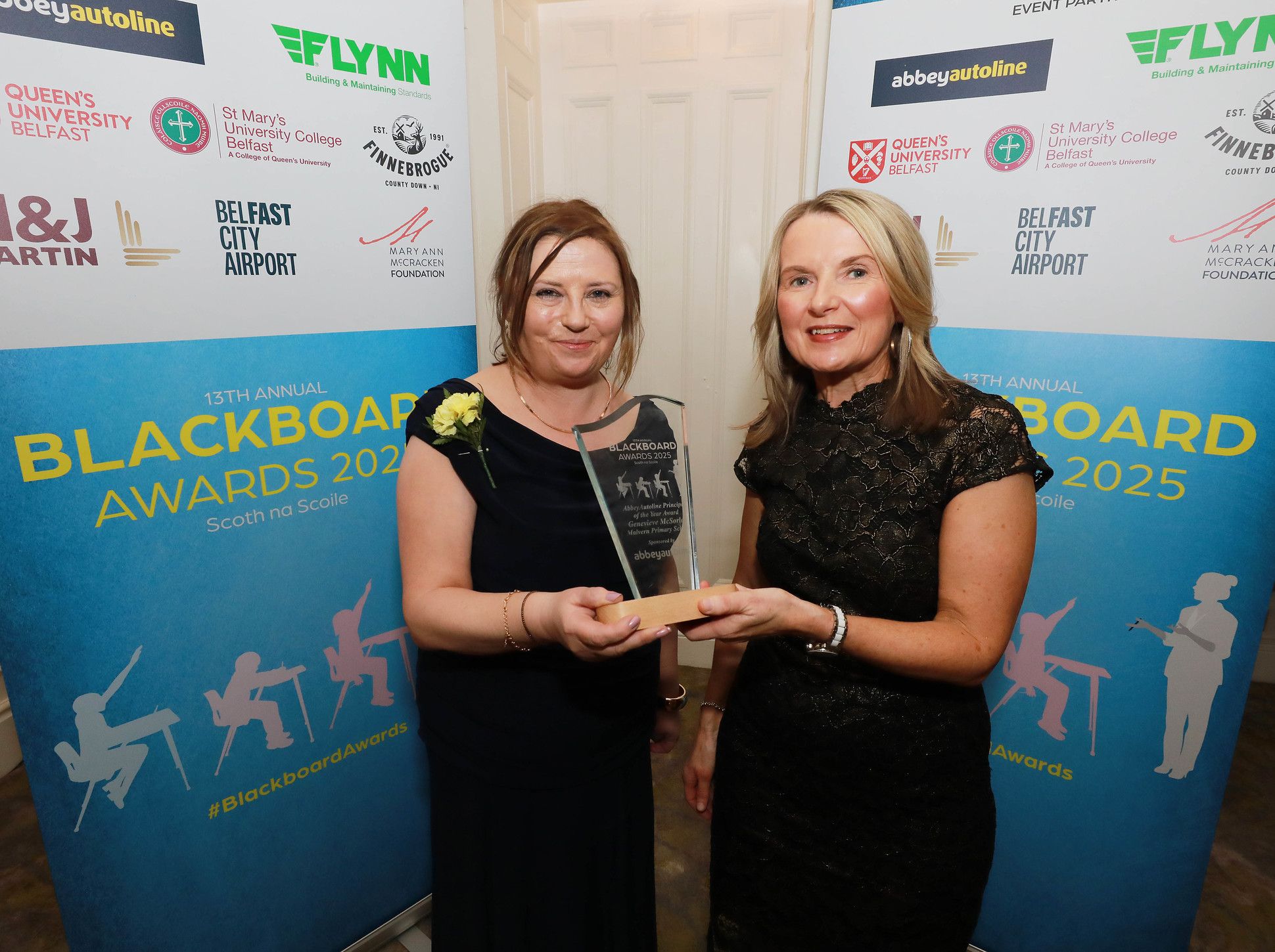 Genevieve McSorley (Malvern Primary School) is presented with the 'Principal of the Year Award' by Wendy Close from AbbeyAutoline 