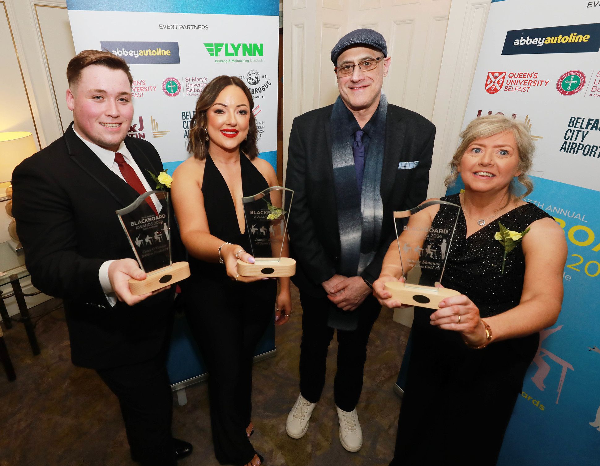 Corey O’Connor (St Oliver Plunkett PS), Jennifer Bradley (All Saints College/St Mary's CBGS) and Annette Shannon (Holy Cross Girls PS) with Stuart Milk (American Human Rights Activist)