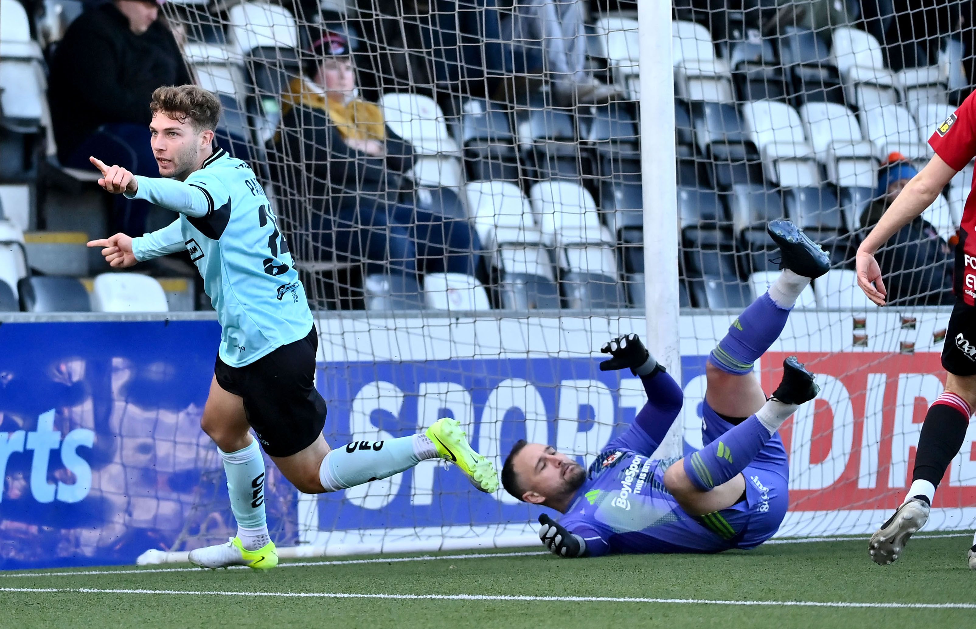 Alex Parsons finds the net at Seaview on Saturday 