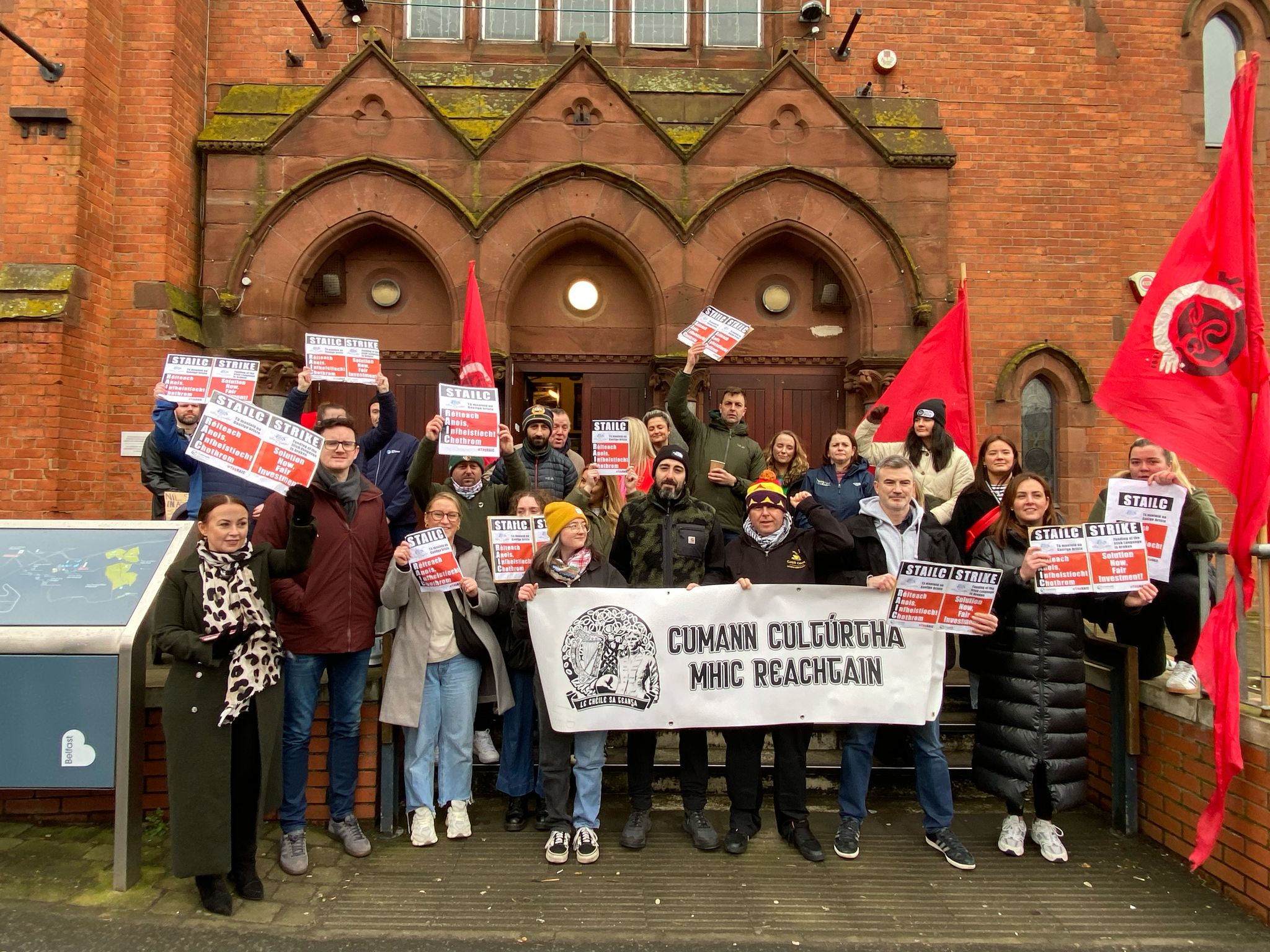 TAKING A STAND: Irish language groups and organisations held a strike last Wednesday to protest at cuts across the sector