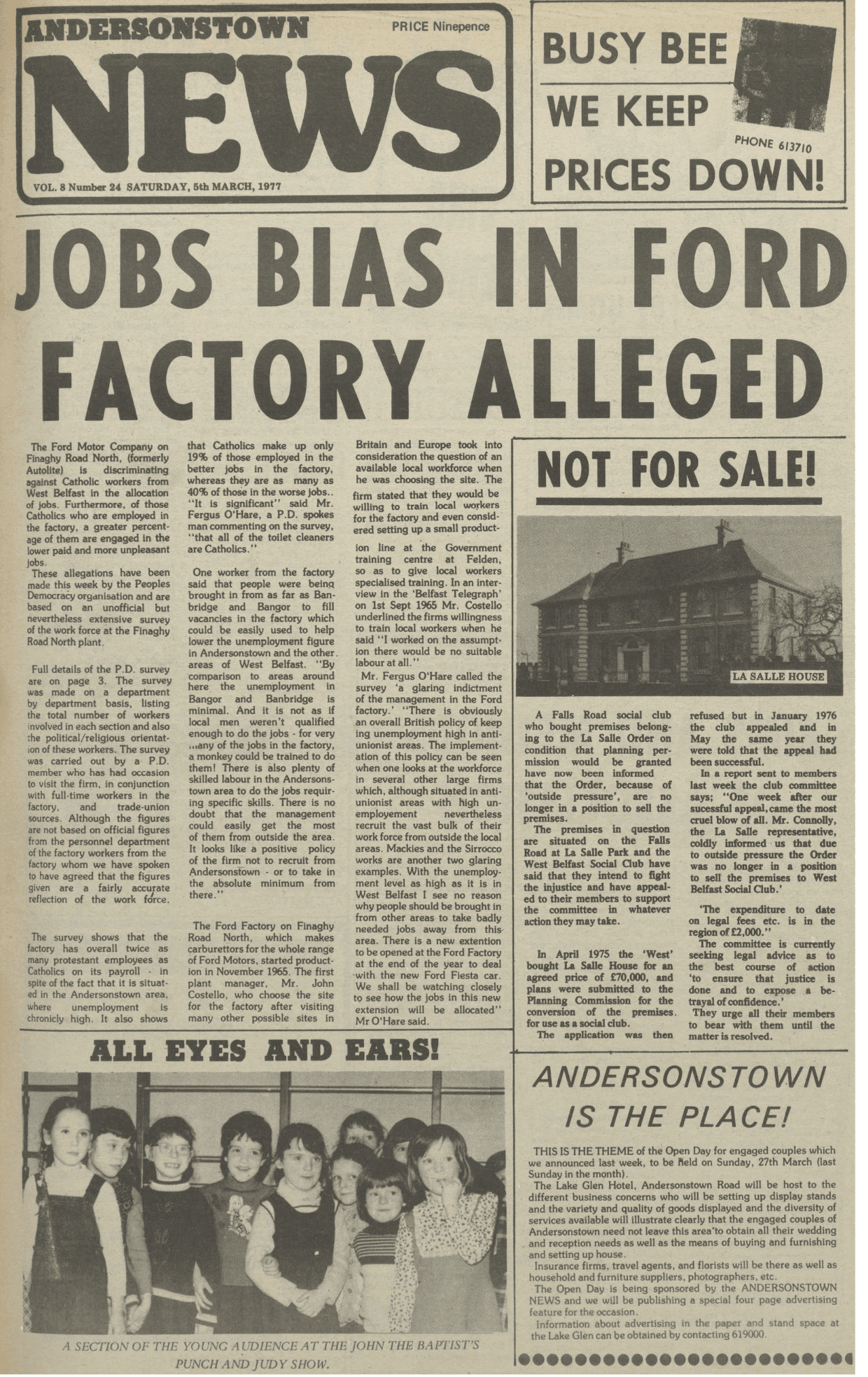 JOB BIAS: Our front page from March 5, 1977