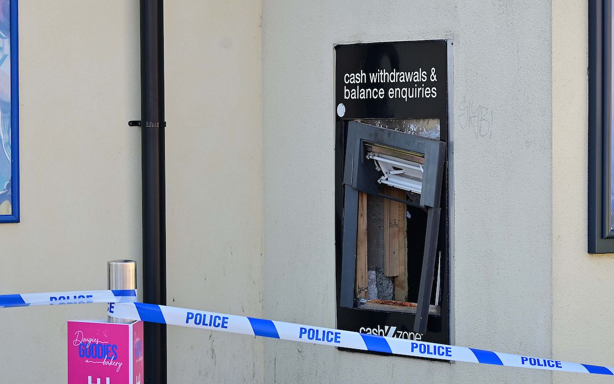 GONE: The hole left by the theft at a Glengormley garage this morning