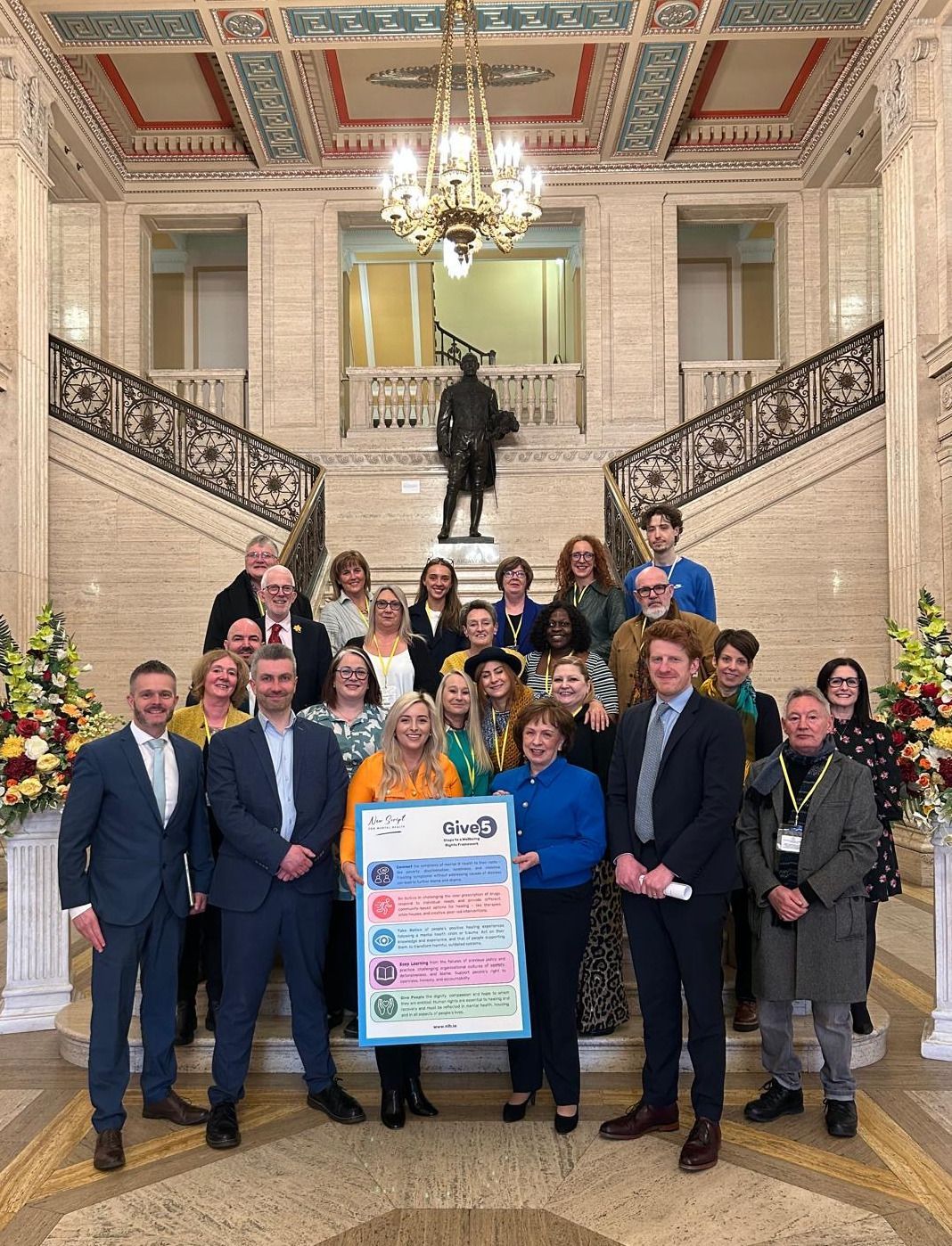 UNITED: MLAs from all the main political parties joined New Script for Mental Health campaigners at Parliament Buildings Stormont to endorse the Give 5 Framework