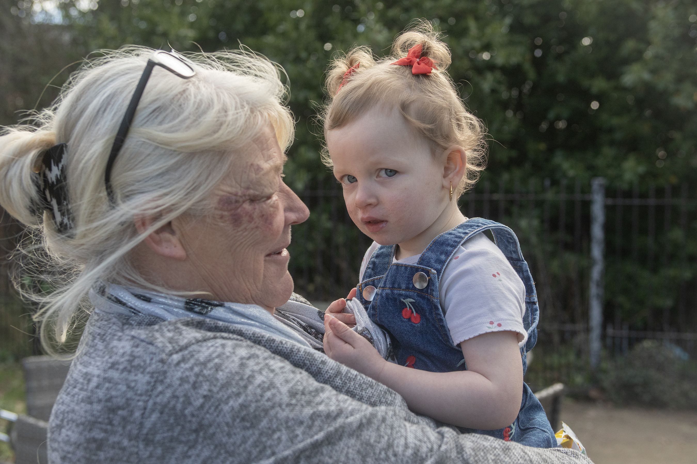 FALL: Maria Flynn with her grandchild Harper 