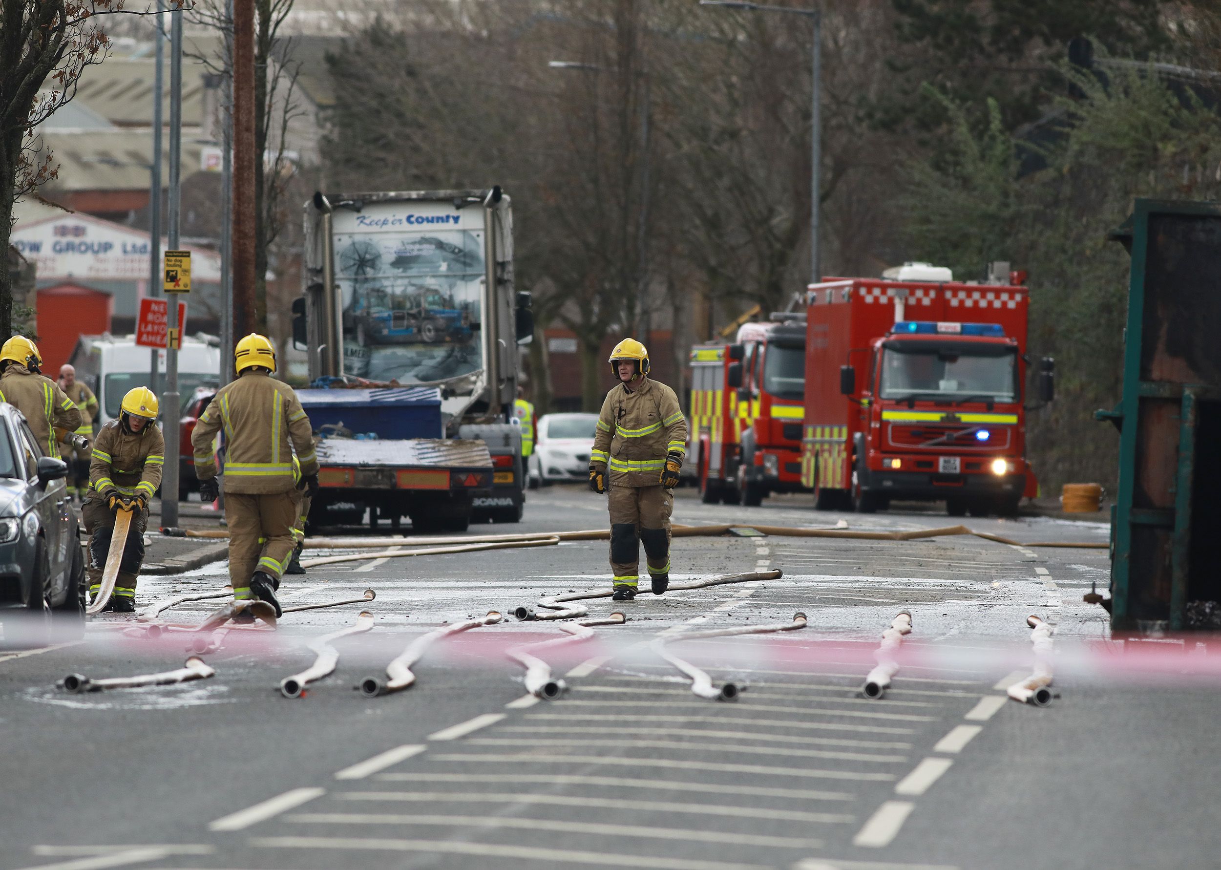 FIRE: The scene on the Limestone Road on Saturday morning