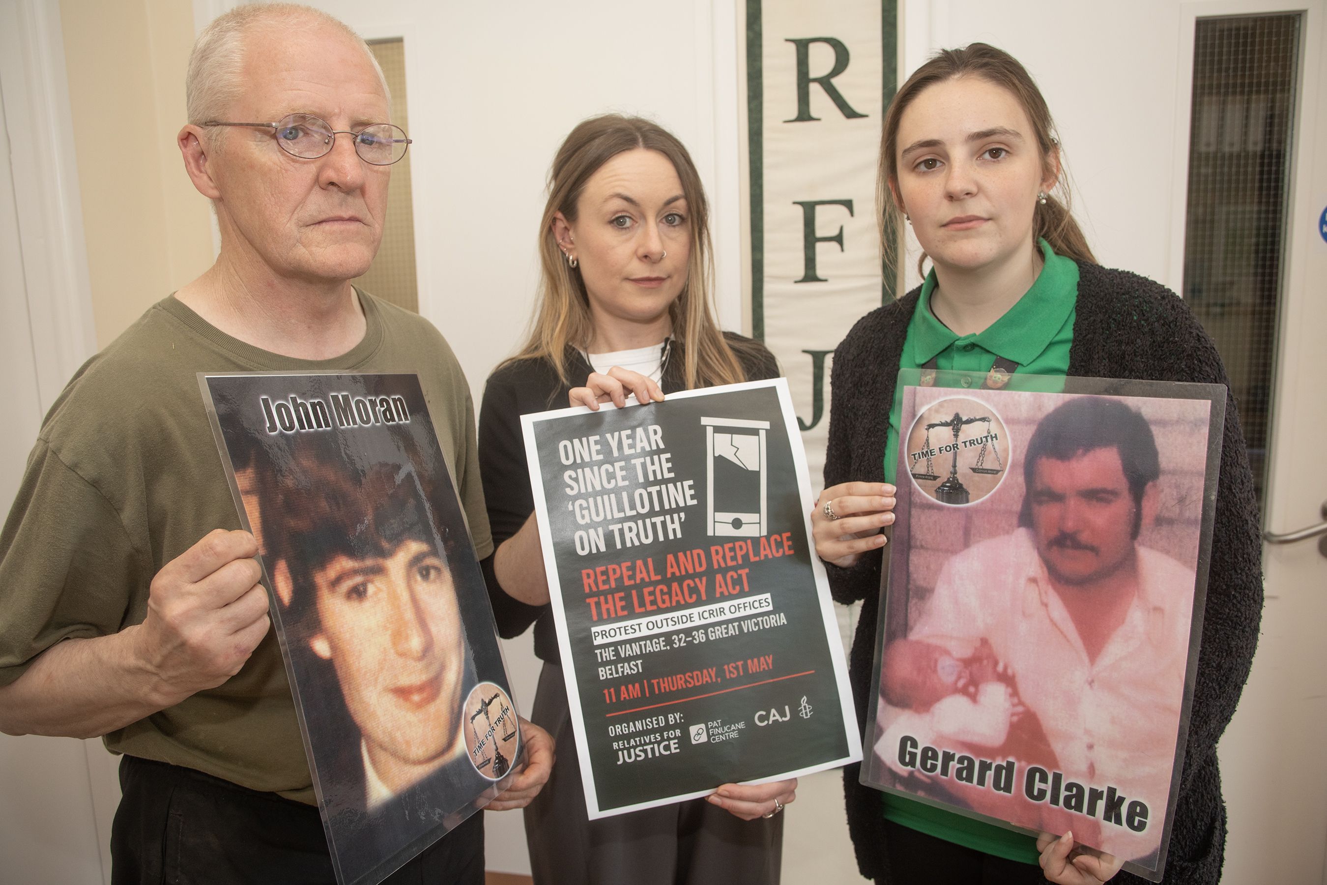 PROTEST: Chris Moran, Irati Oliega and Roisín Reid