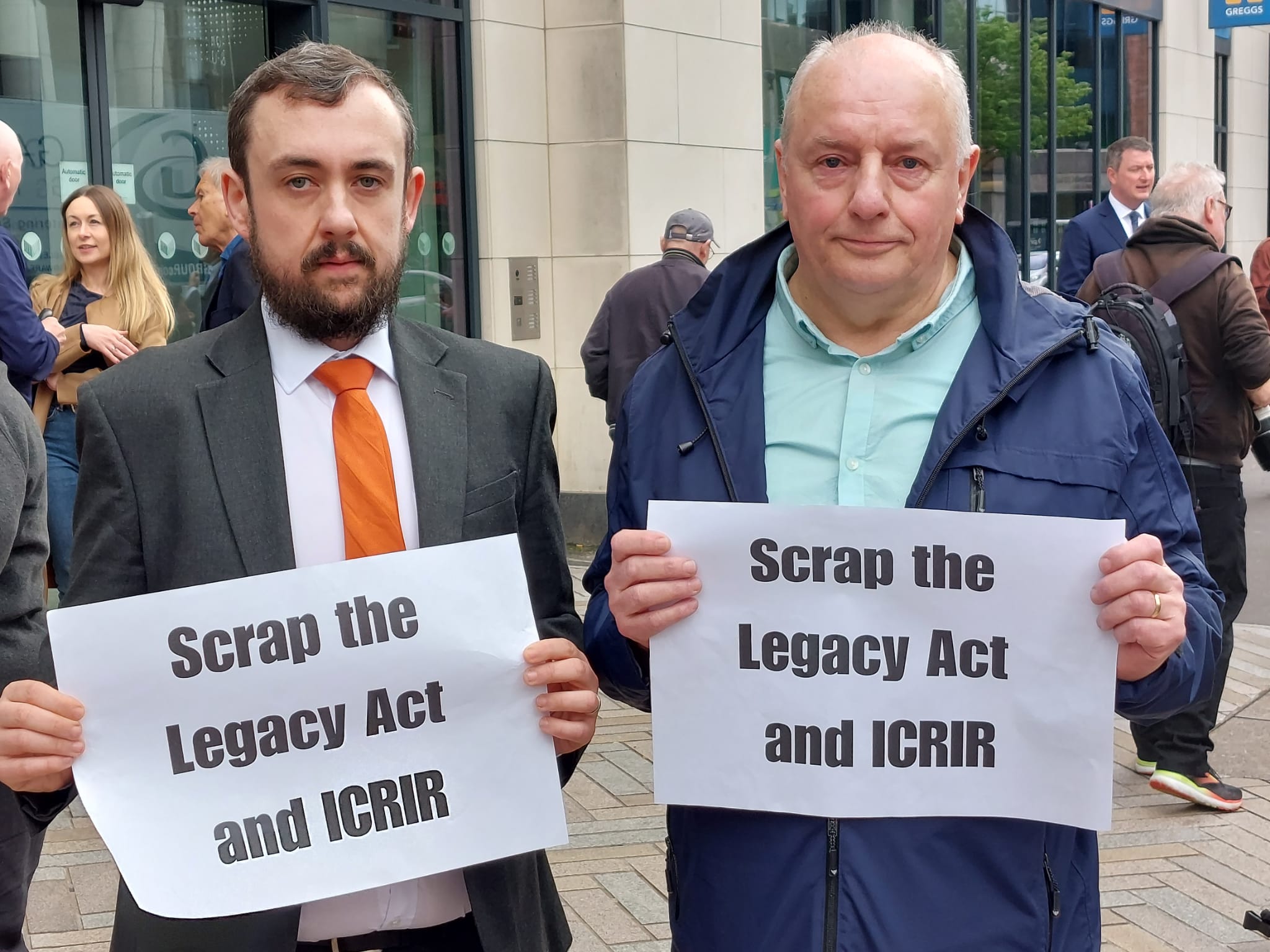 TRUTH AND JUSTICE: Gary Duffy, whose great-uncle Ambrose Hardy, was shot dead by the British Army in the New Lodge in 1973, and Paddy Clarke, whose brother Joey was shot dead by the UVF in 1975