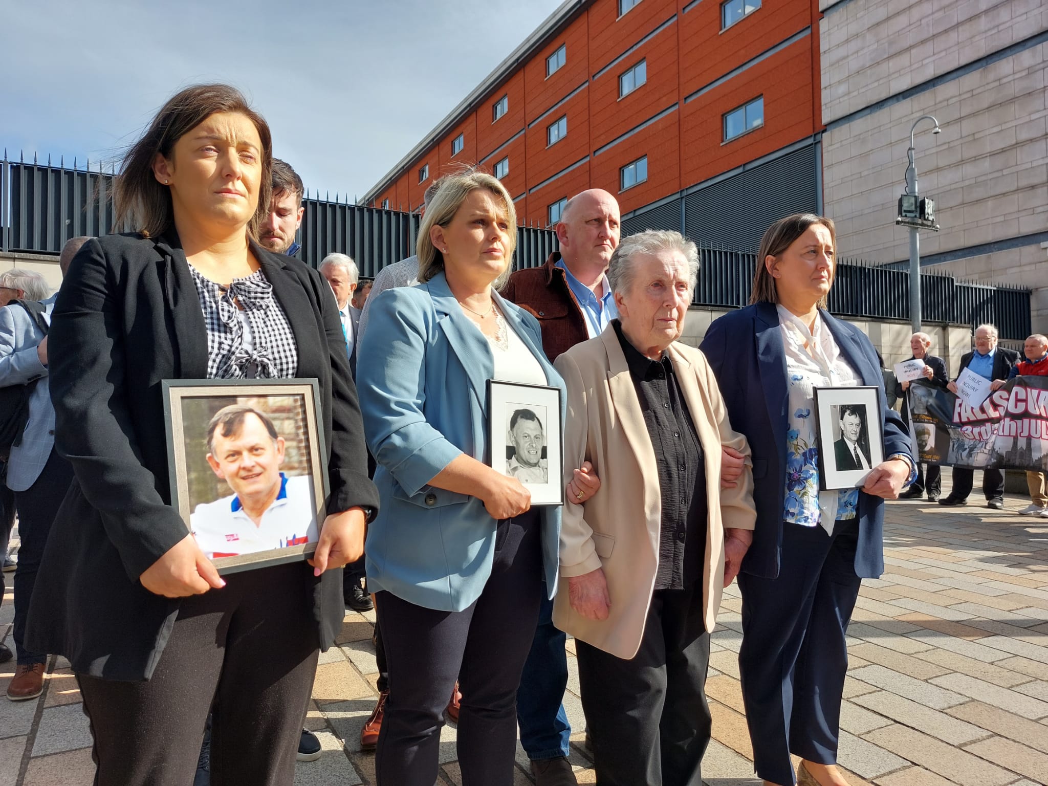 TOGETHER: Bridie Brown (87) and family arrive at the Court of Appeal in Belfast his morning