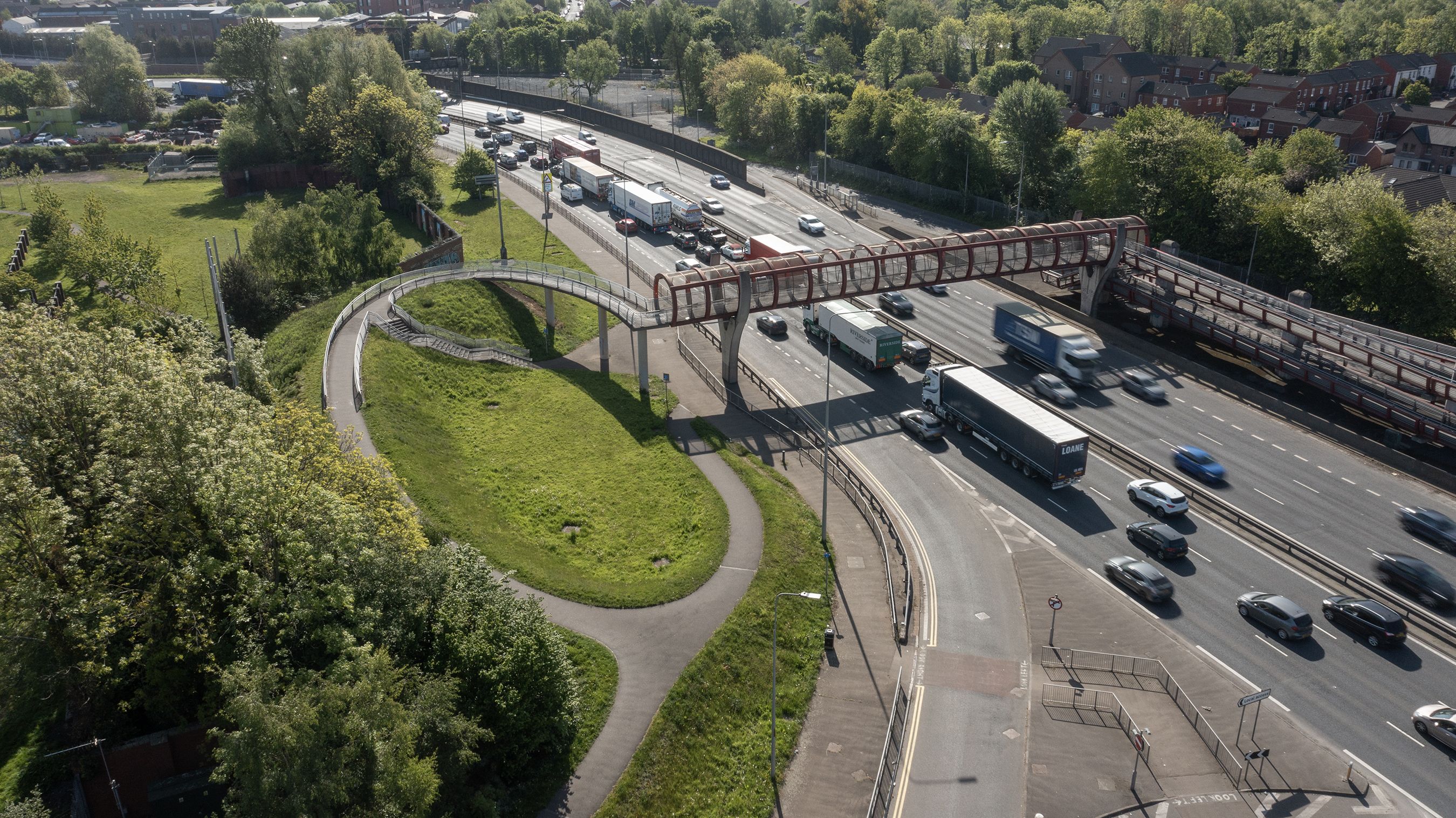 TENSIONS: The bridge across the Westlink separates Roden Street
