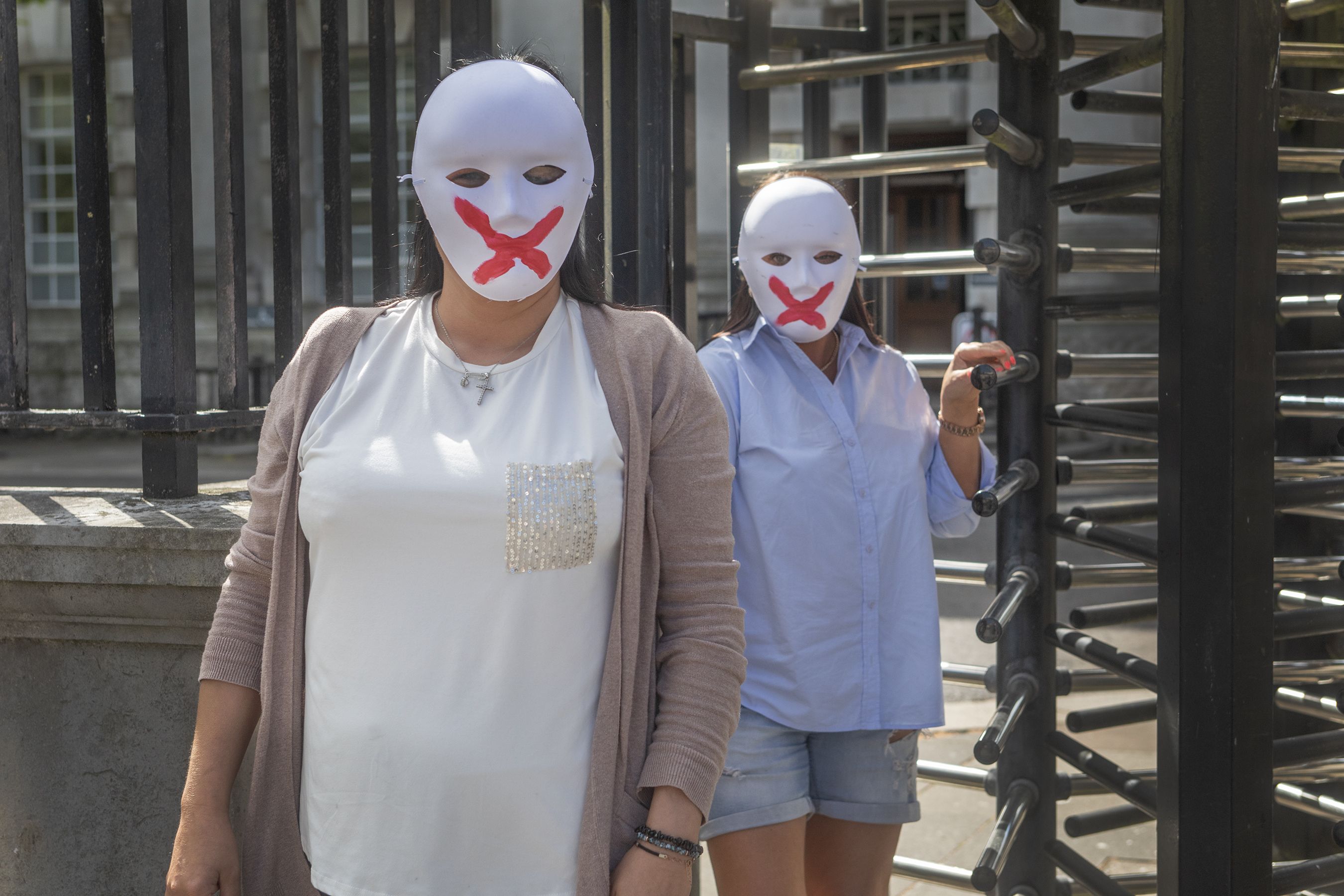 MAKE FAMILY COURT SAFE: Protective Mothers NI outside the courts in Belfast on Thursday 