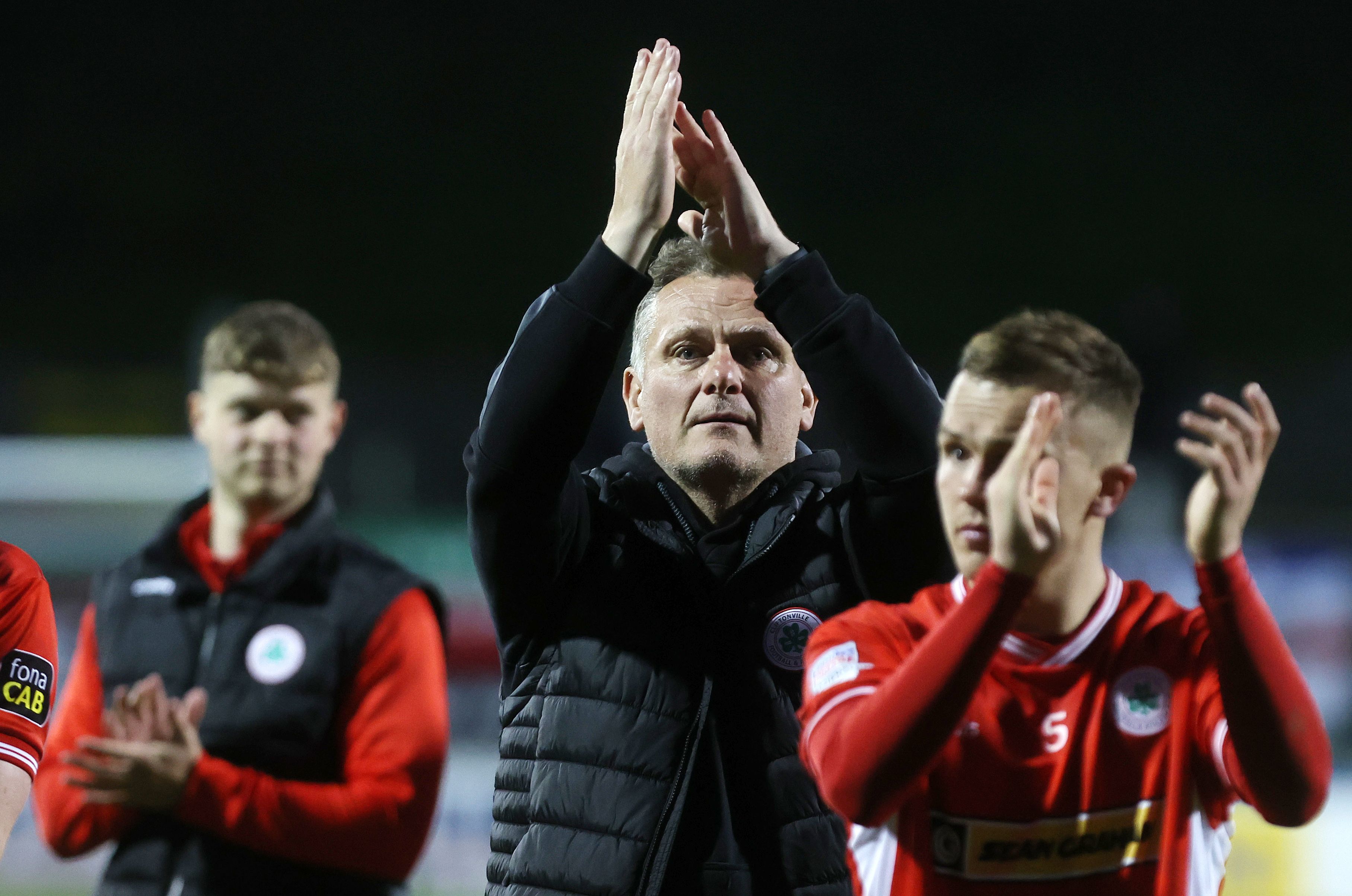 Jim Magilton salutes the Cliftonville fans after Wednesday\'s win over Glentoran 