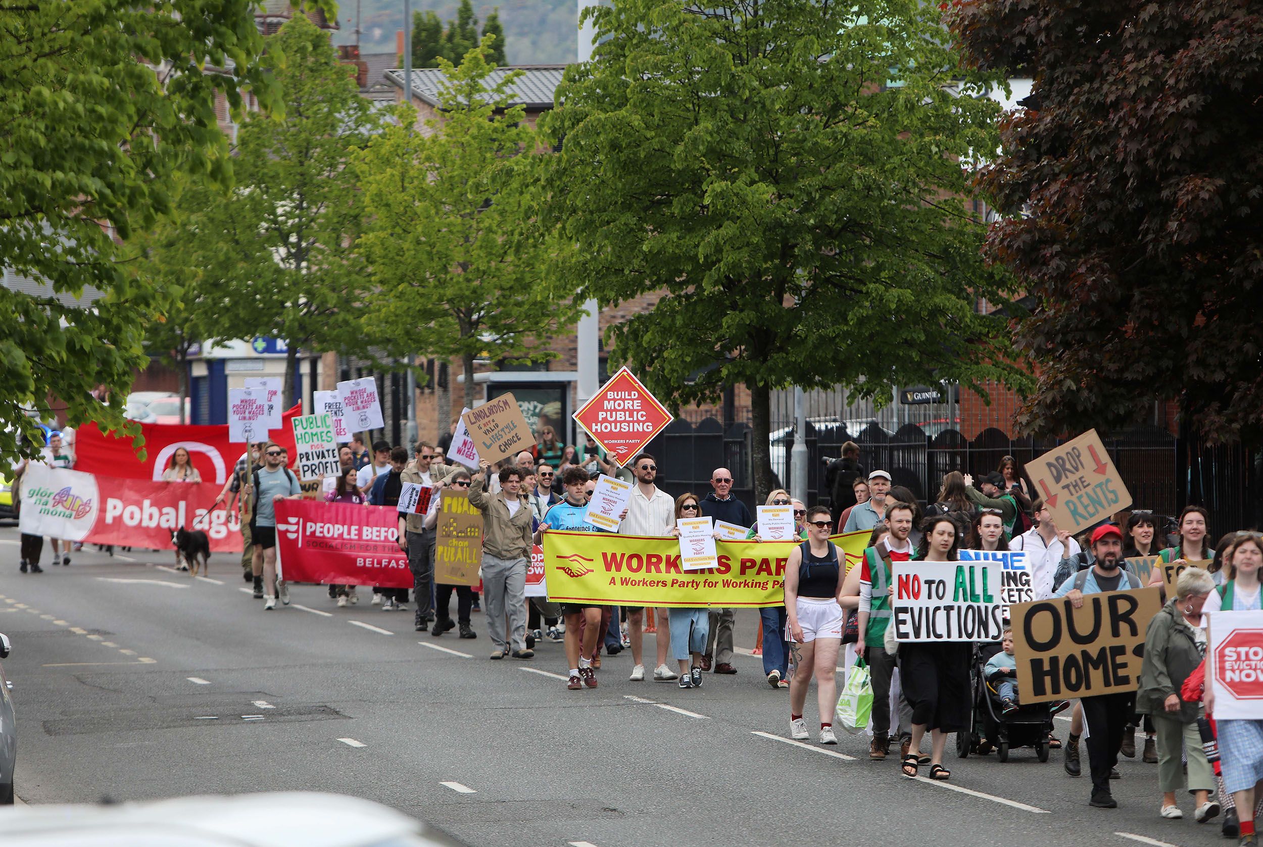 HOUSING RIGHTS: Protestors marching along the Grosvenor Road on Saturday