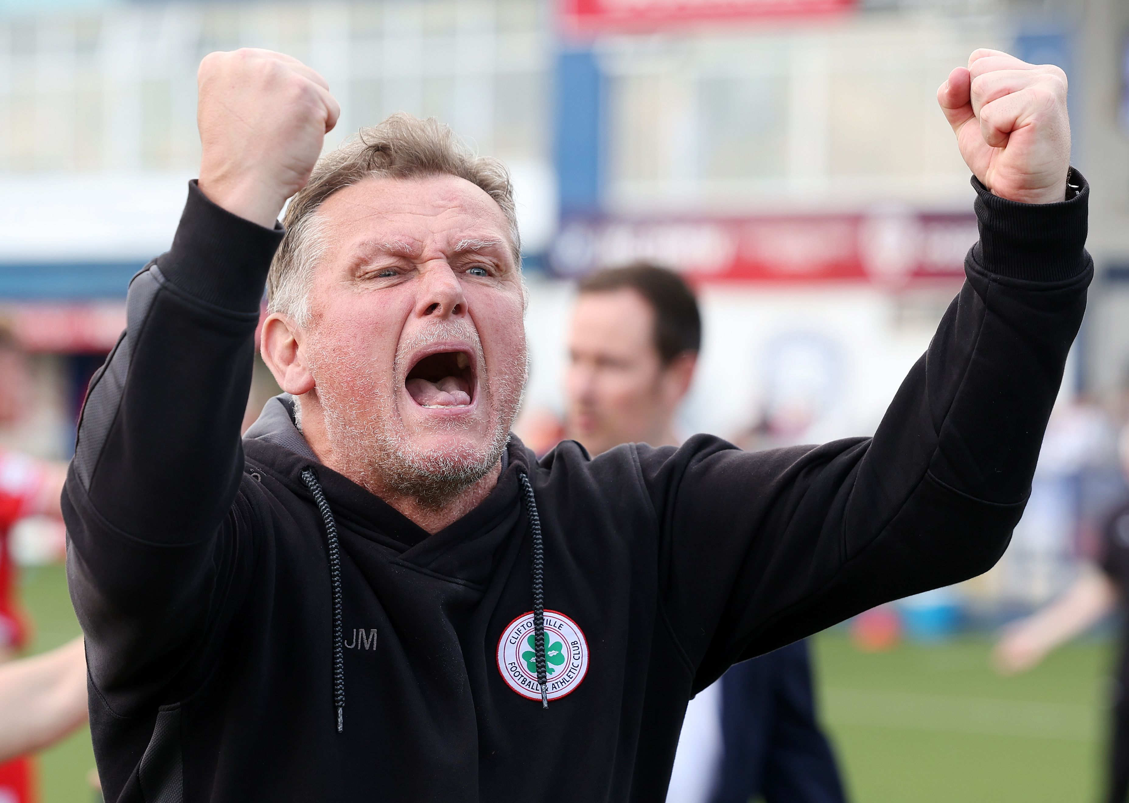 Jim Magilton can\'t hide his delight following Cliftonville\'s win on Sunday 
