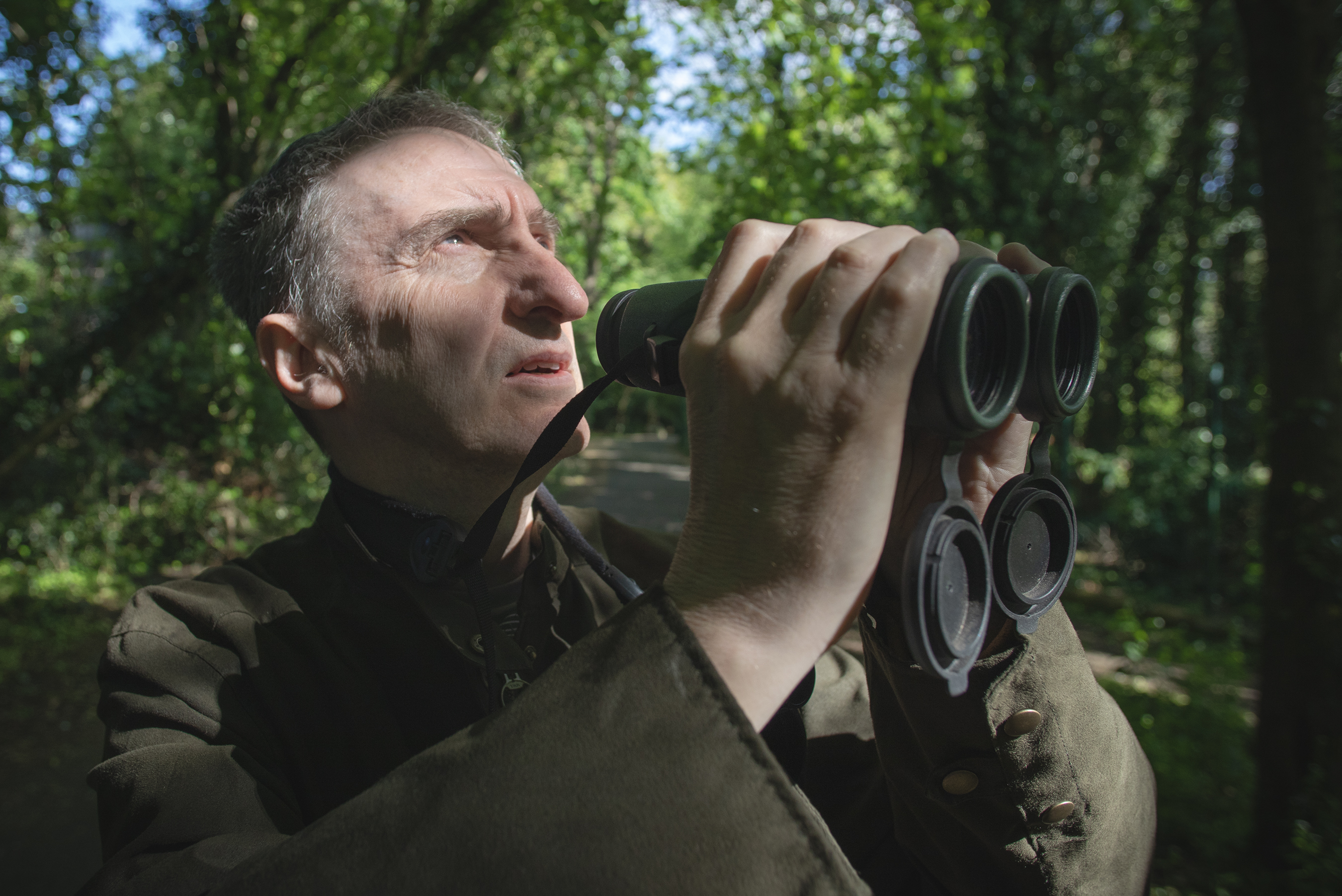 TOUR GUIDE: Gearóid looks out for forest delights to show the Coláiste Feirste group