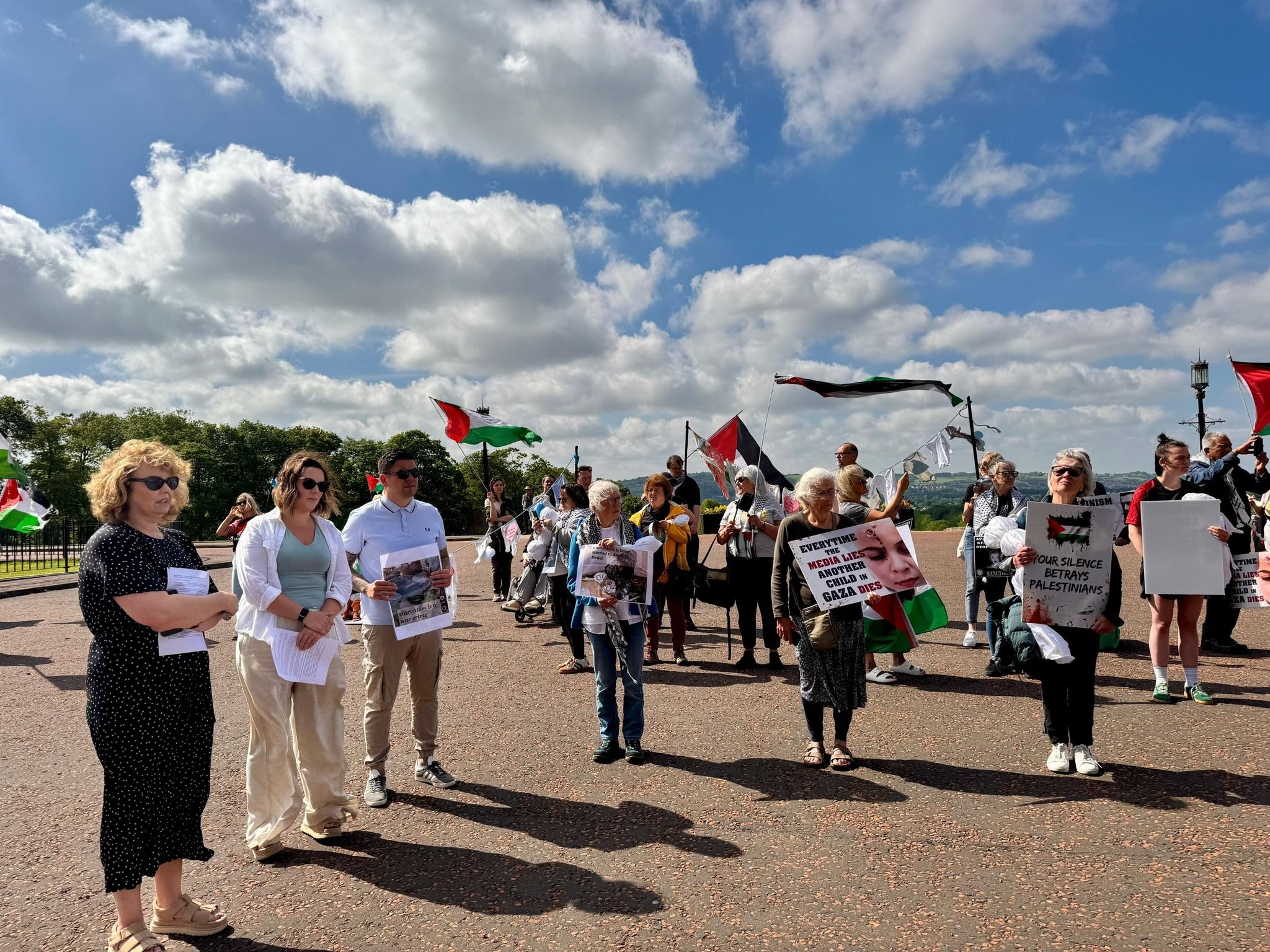 DEMONSTRATION: The protest at Stormont drew attention to the deliberate starvation of Palestinian children 