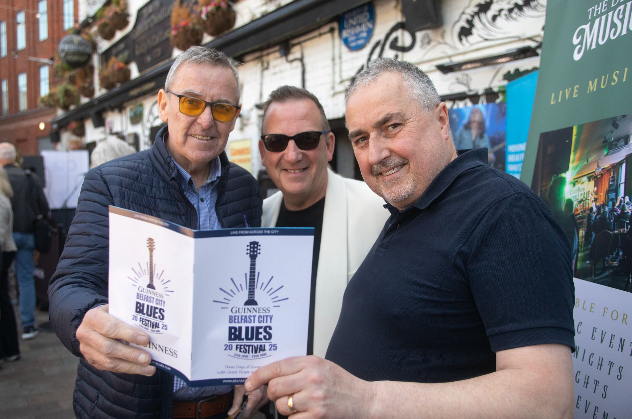 IN TUNE: Seamie O\'Neill from Belfast Blues Festival with Lee Hedley, and Dave Neely from the Deer\'s Head