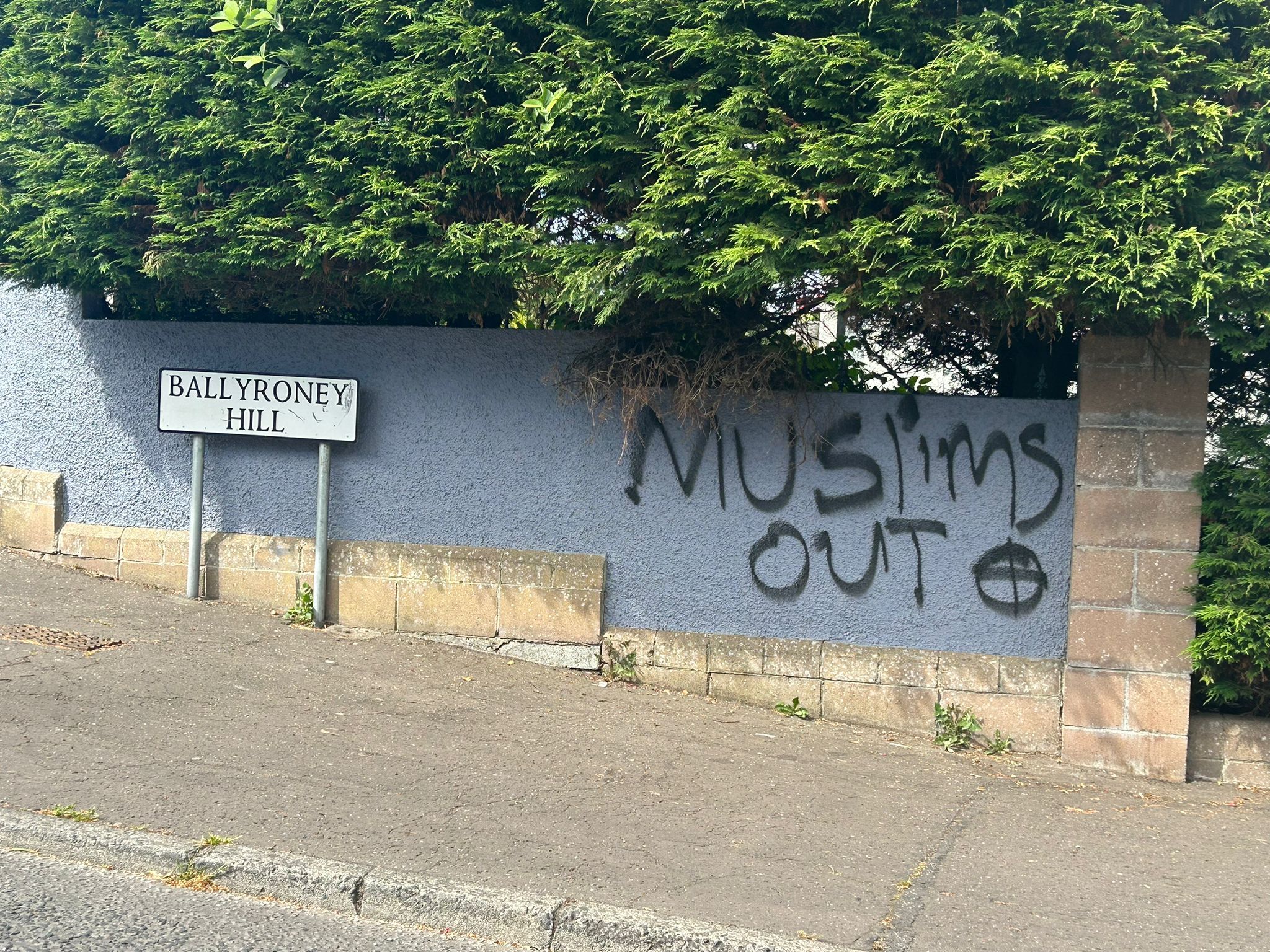 RACISIT GRAFFITII: Ballyroney Hill in the White City area of North Belfast