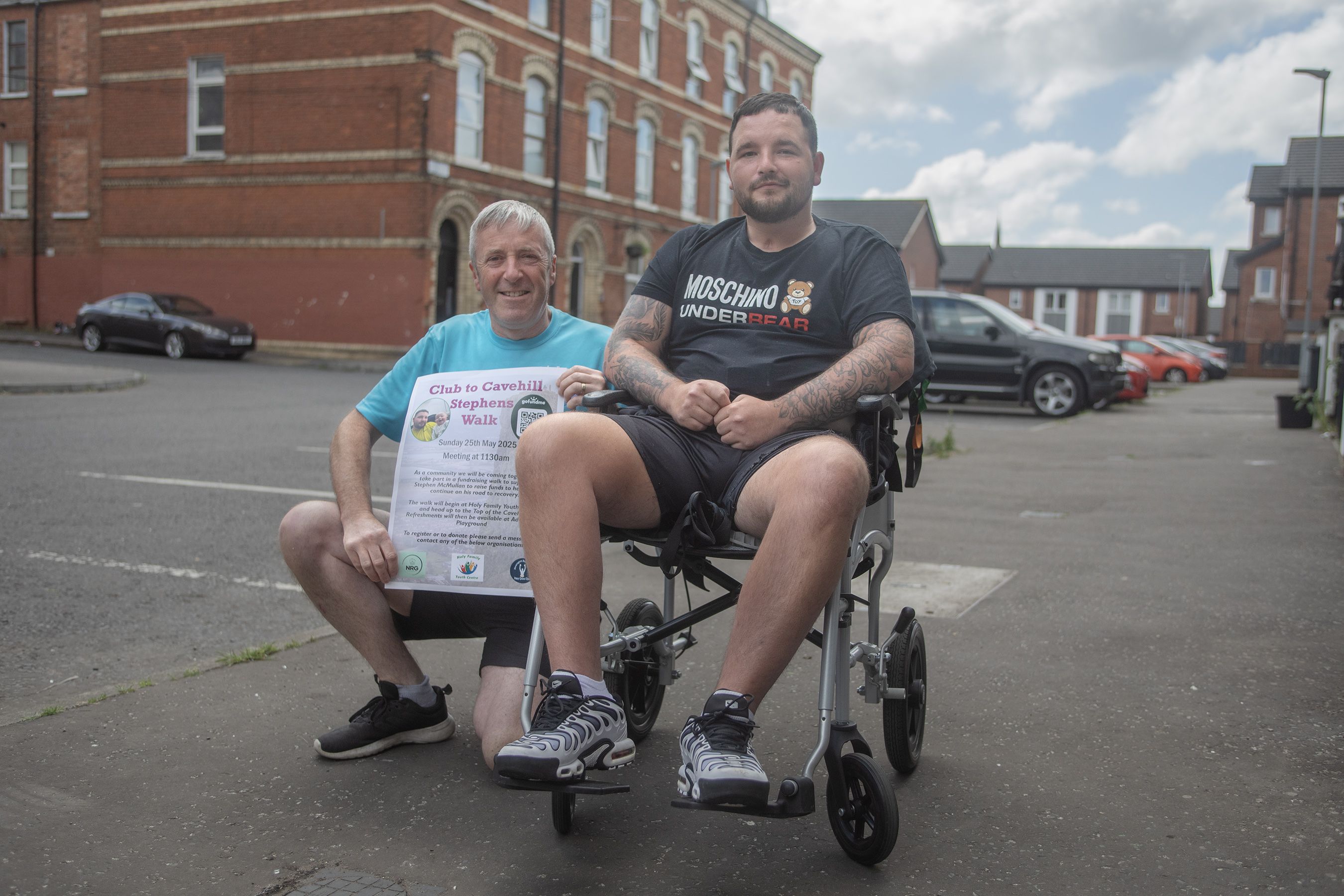 FUNDRAISER: Stephen McMullan with BJ McKevitt from Holy Family Youth Centre 