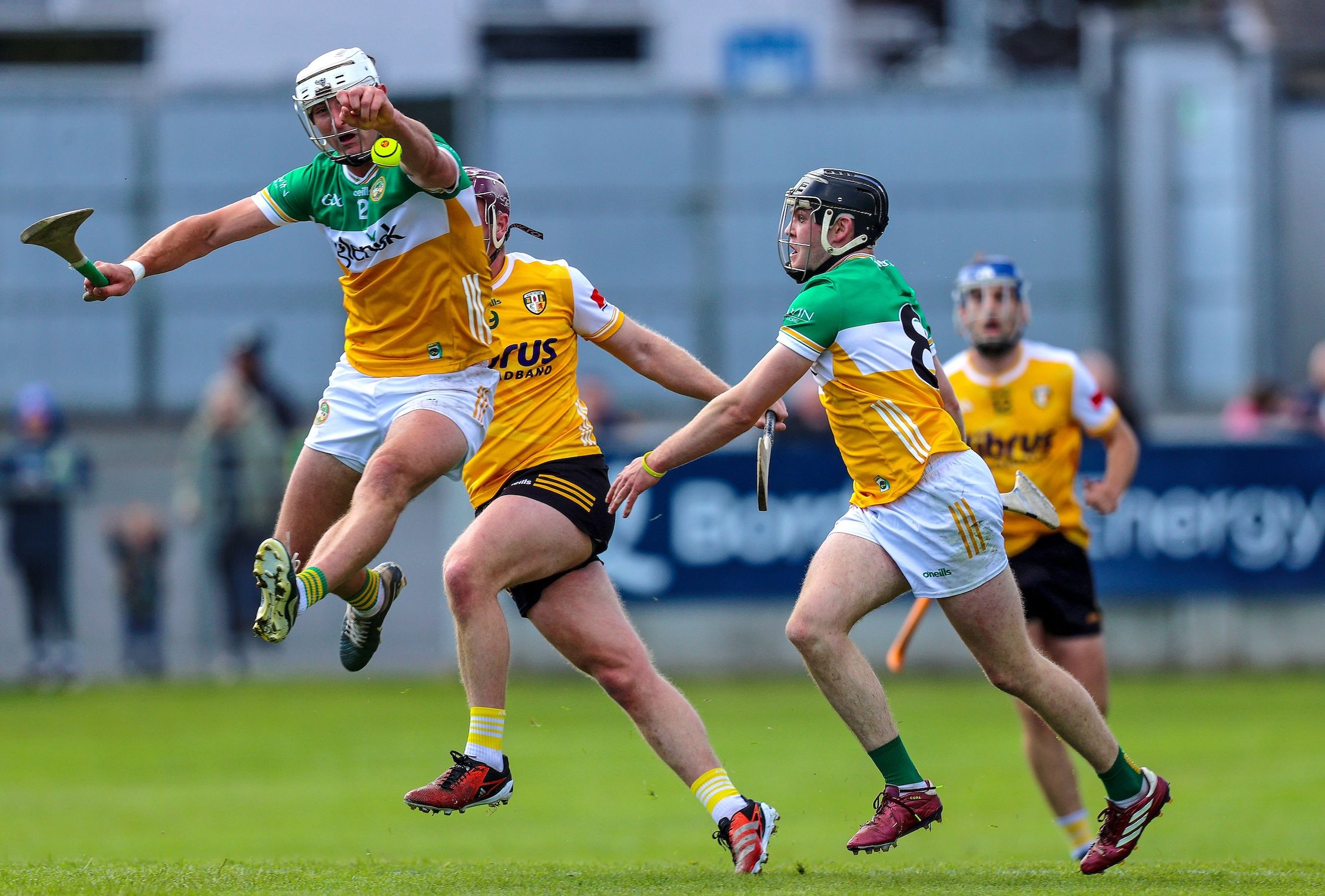 Oisin Kelly gets up ton win the ball on Sunday 