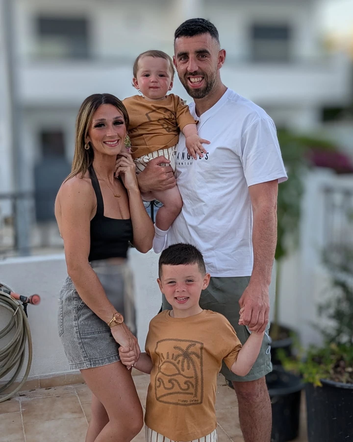 ENGAGEMENT: Joe Gormley with fiancée Aoife Mulgrew and children, Lorcán and Rowan