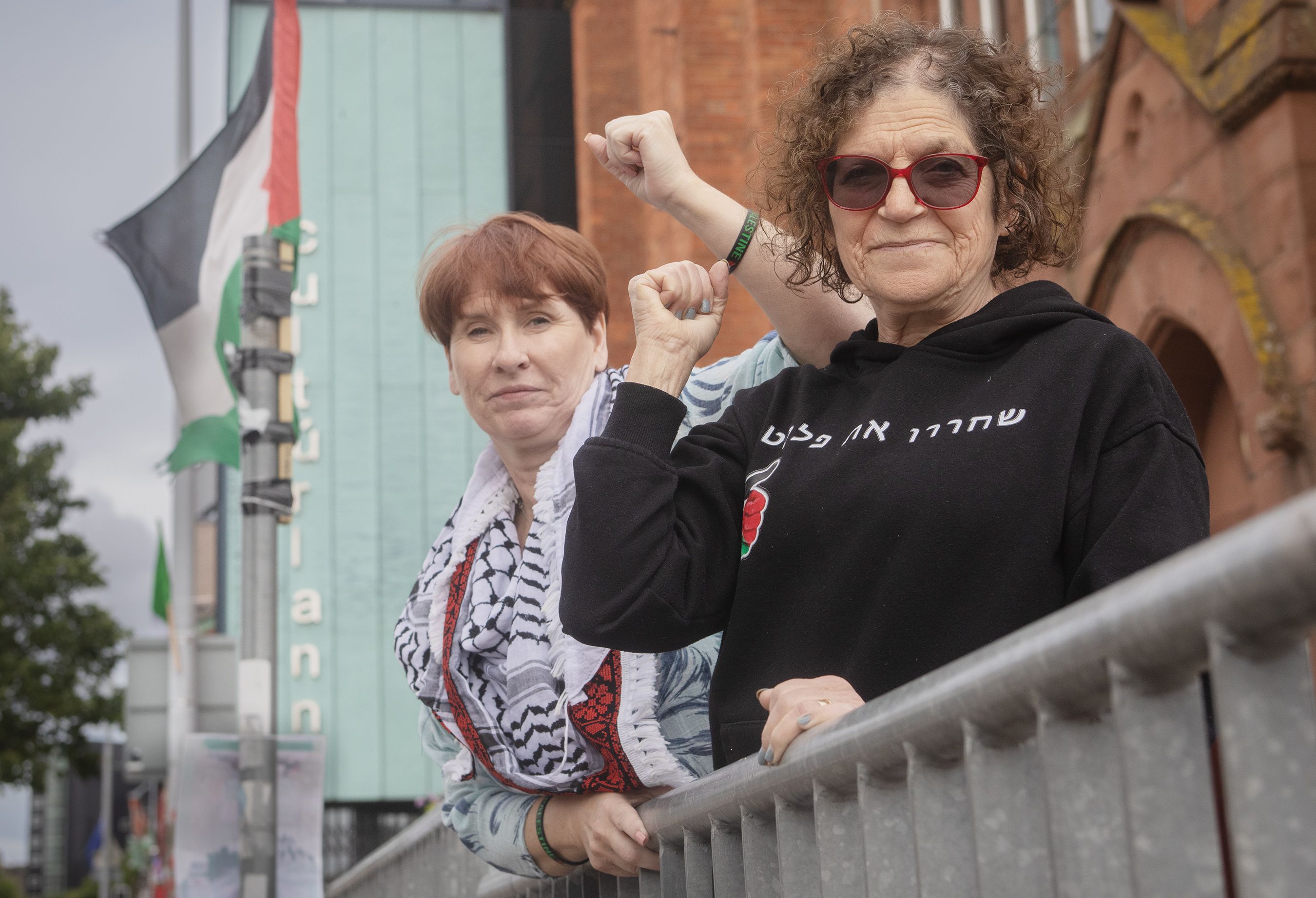 TAKING A STAND: Sue Pentel and Martine McCullough were arrested on Saturday in Belfast city centre and say they will be back protesting this Saturday