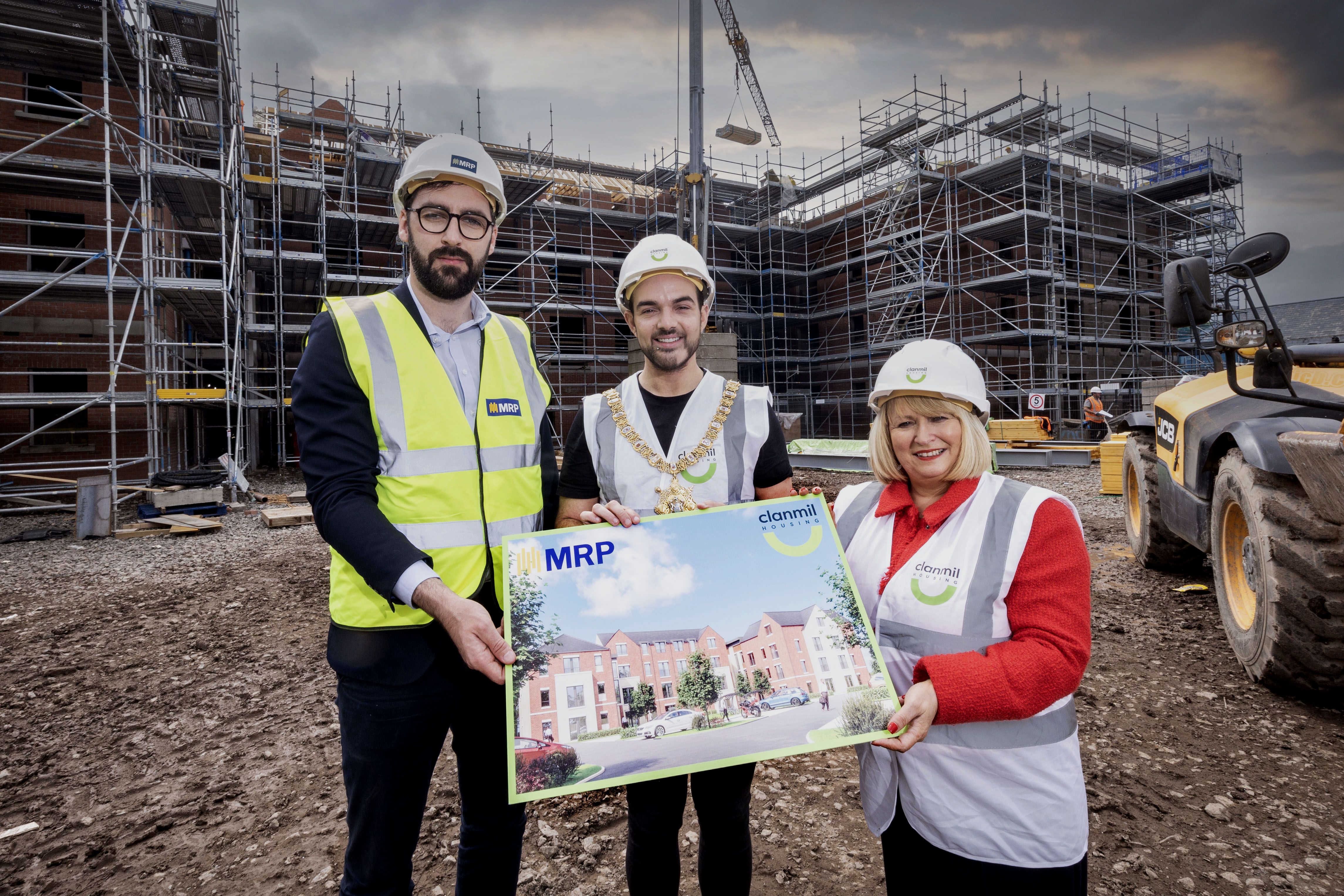 HOUSING: Daniel Laverty (MRP), Lord Mayor Councillor Micky Murray and Carol McTaggart (Clanmil)
