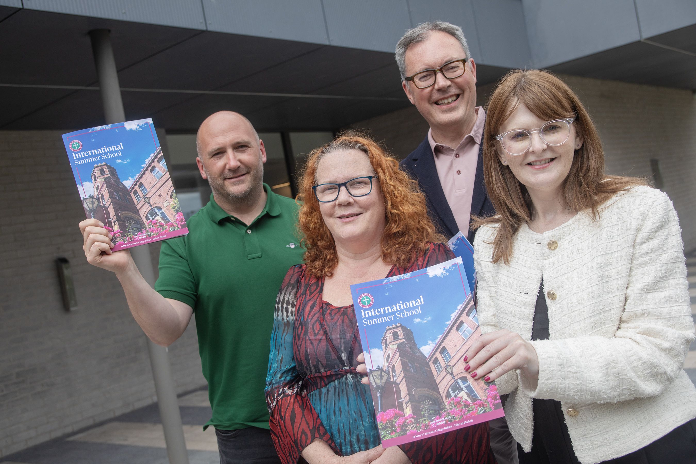 LAUNCH: Féile an Phobail director Kevin Gamble; Aine McCabe Féile an Phobail Debates and Discussions; John Brolly, St Mary’s University College; and Economy Minister Dr Caoimhe Archibald