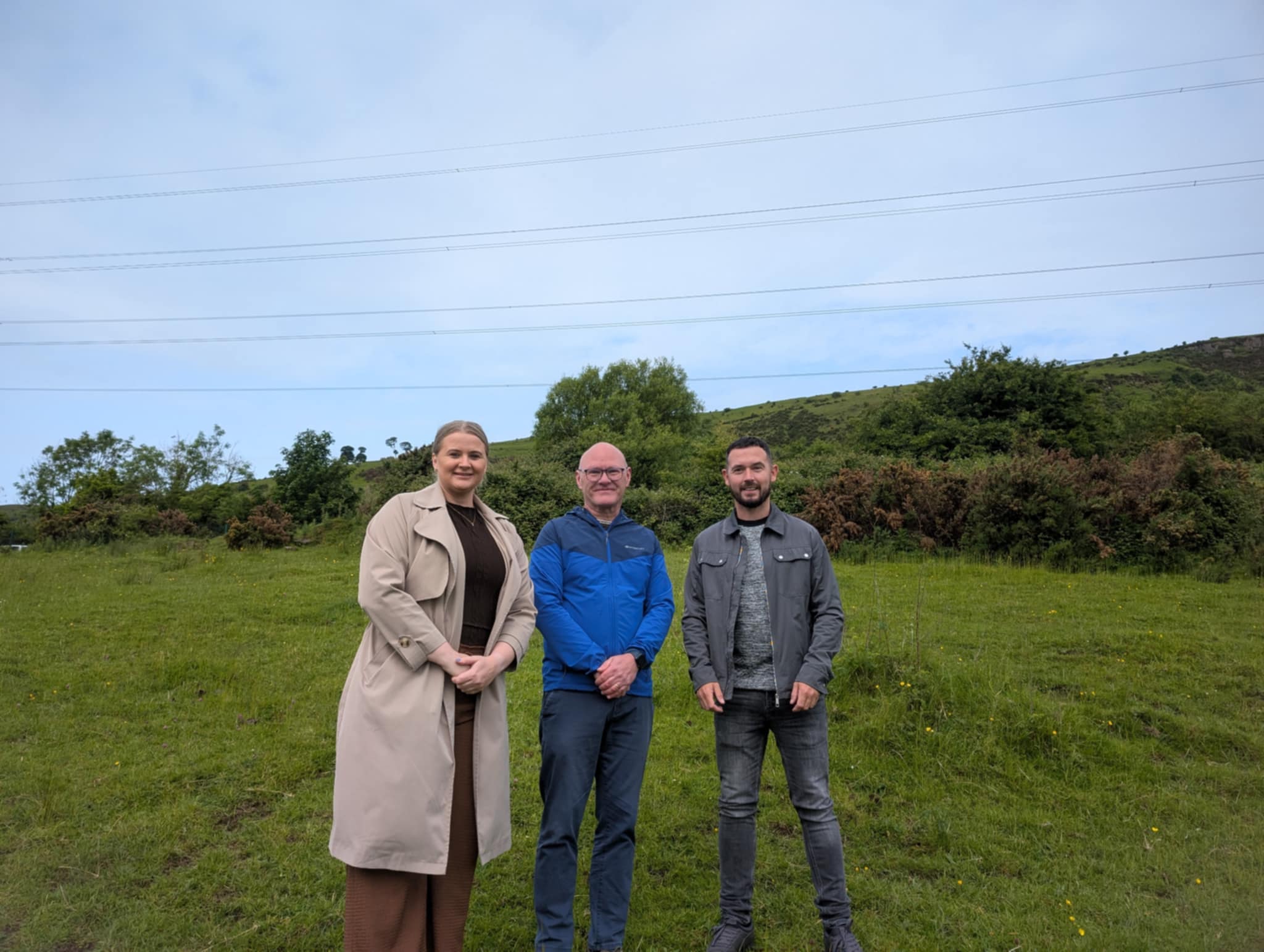 DON’T FENCE ME IN: Cllr Michael Donnelly, right, with West Belfast MLA Aisling Reilly and MP Paul Maskey