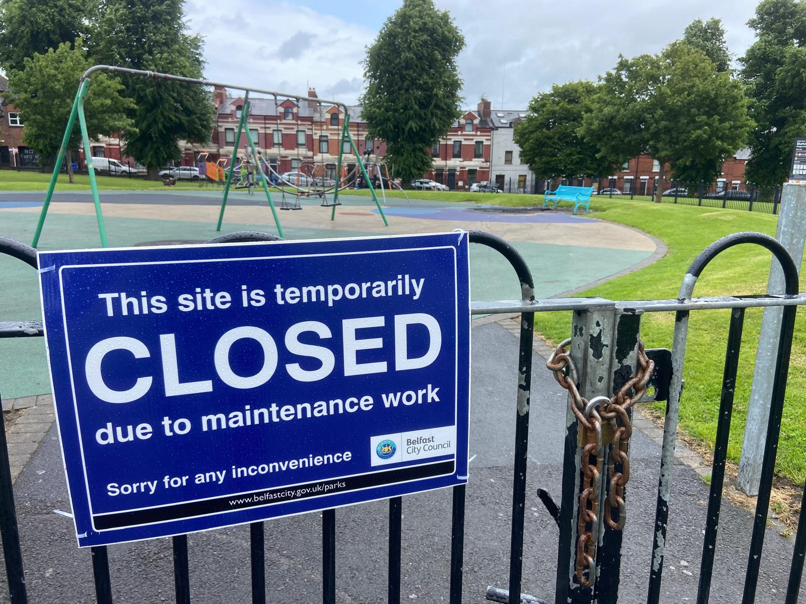 KEEP OUT: The playground at Dunville Park is closed just as summer officially begins
