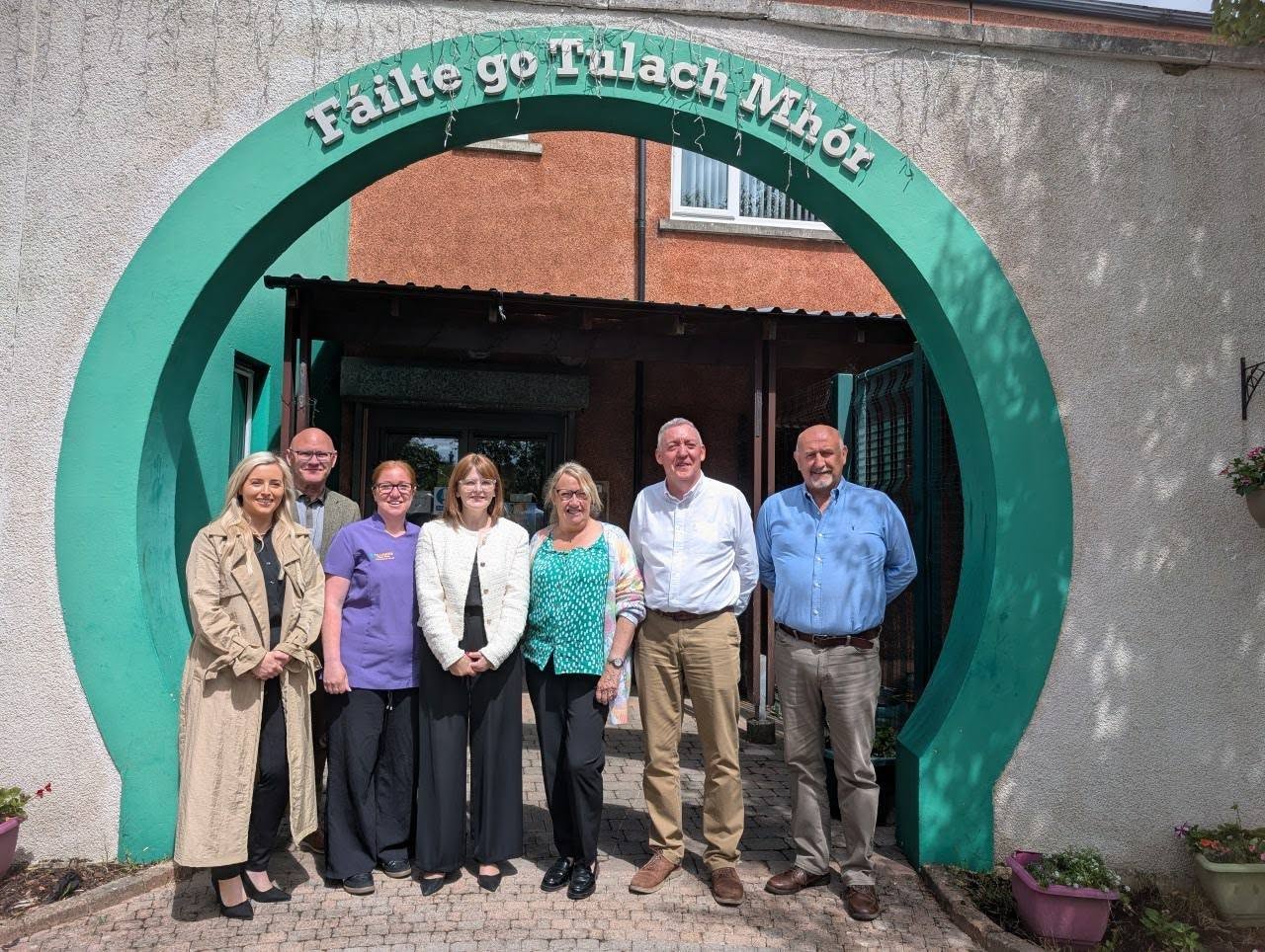 FÁILTE: Minister Caoimhe Archibald visited the Upper Andersonstown Community Forum to learn more about the services they provide for residents