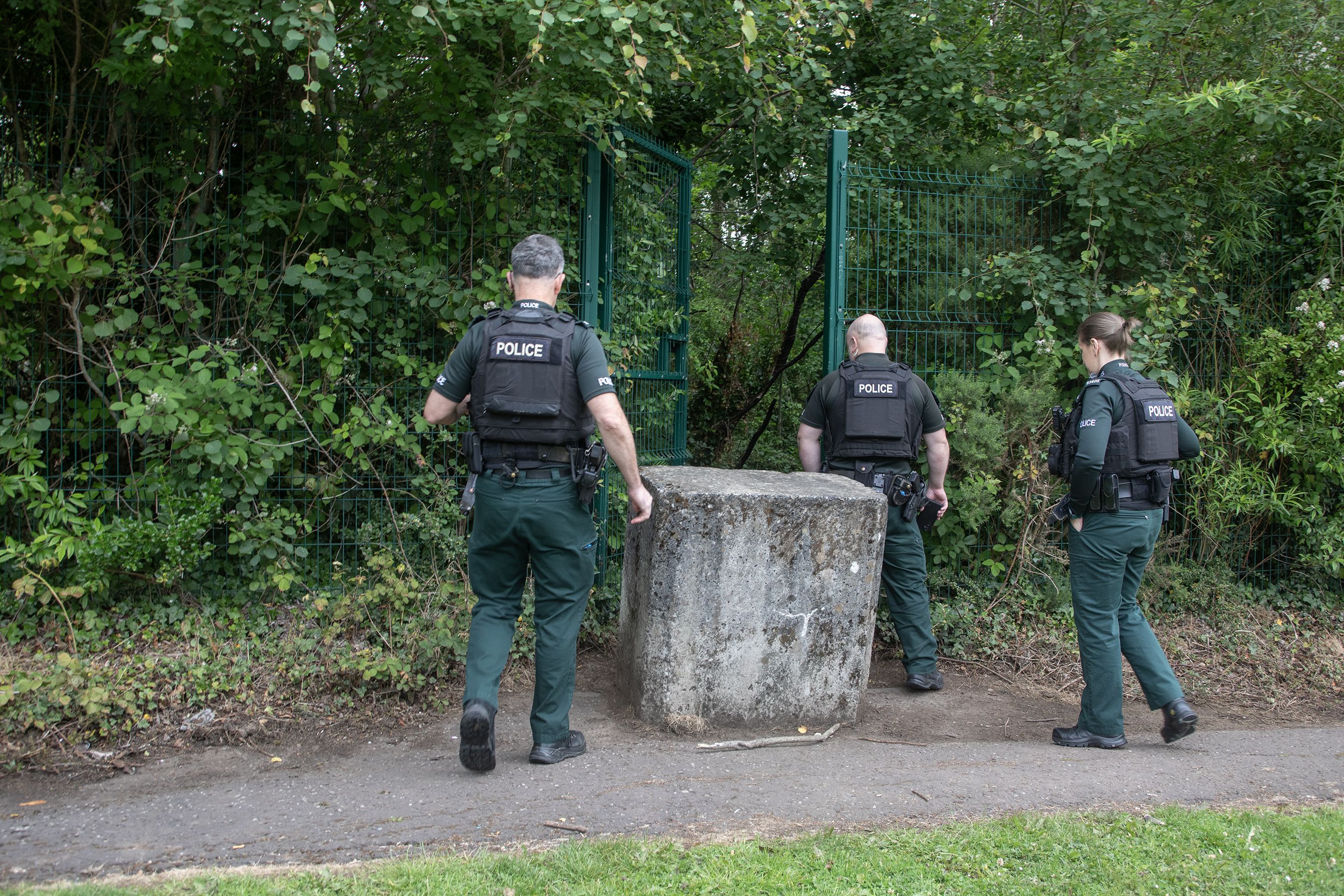 INVESTIGATION: PSNI officers were back at the scene of Saturday\'s blaze