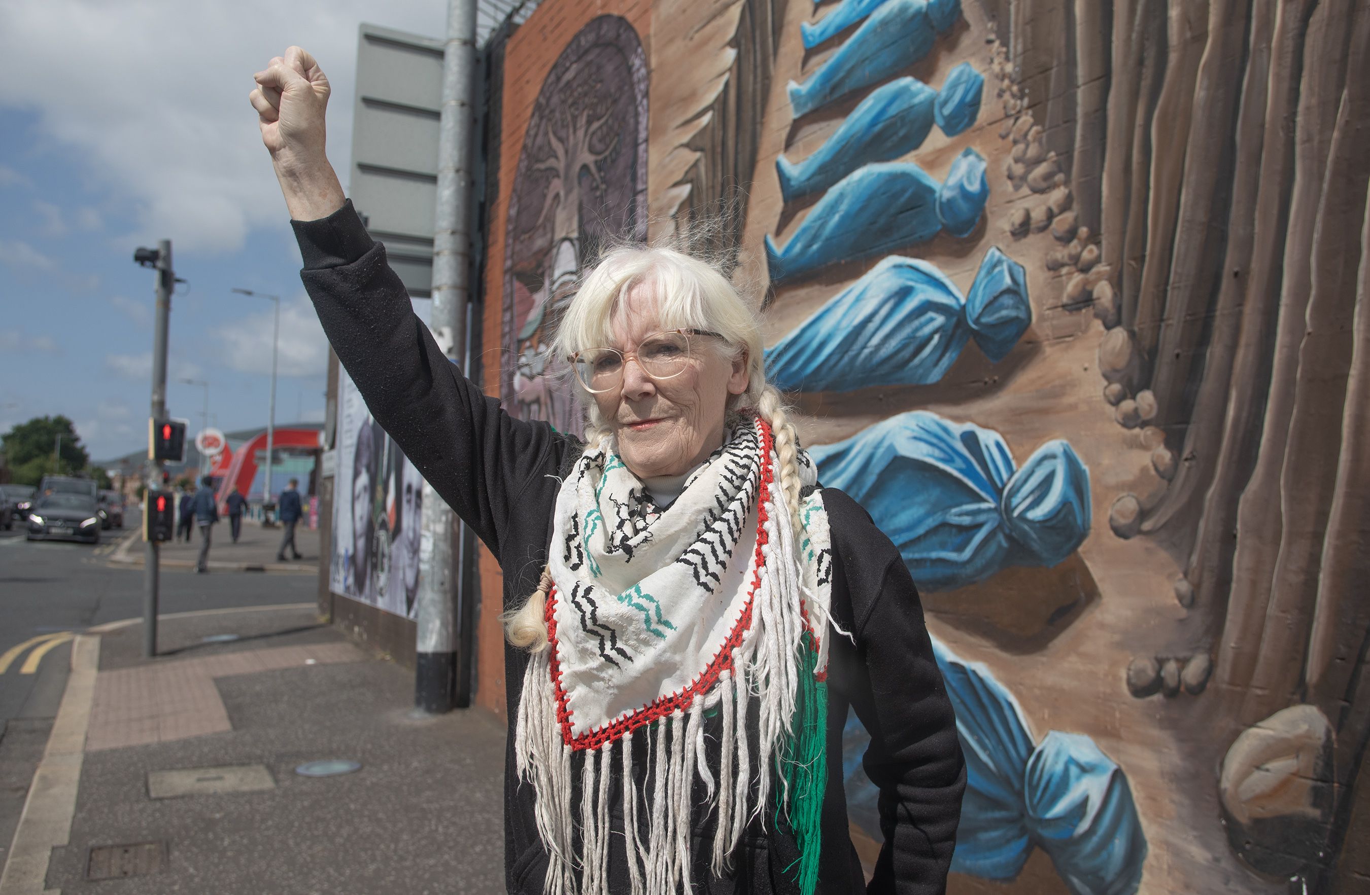 PALESTINE SOLIDARITY: Marie McNally at the International Wall on the Falls Road