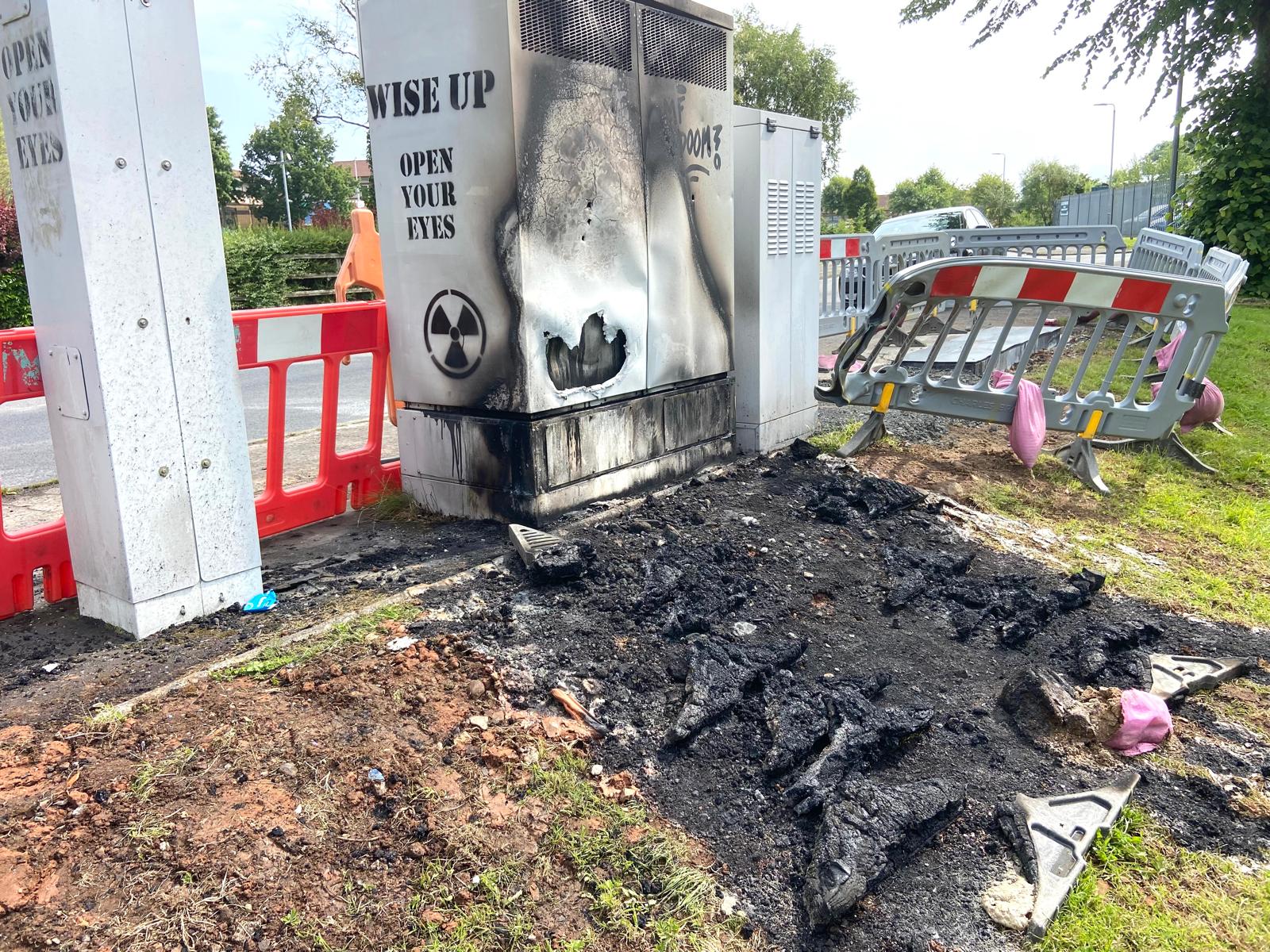 ARSON: A 5G mast was set alight off the Stewartstown Road in the early hours of Wednesday morning