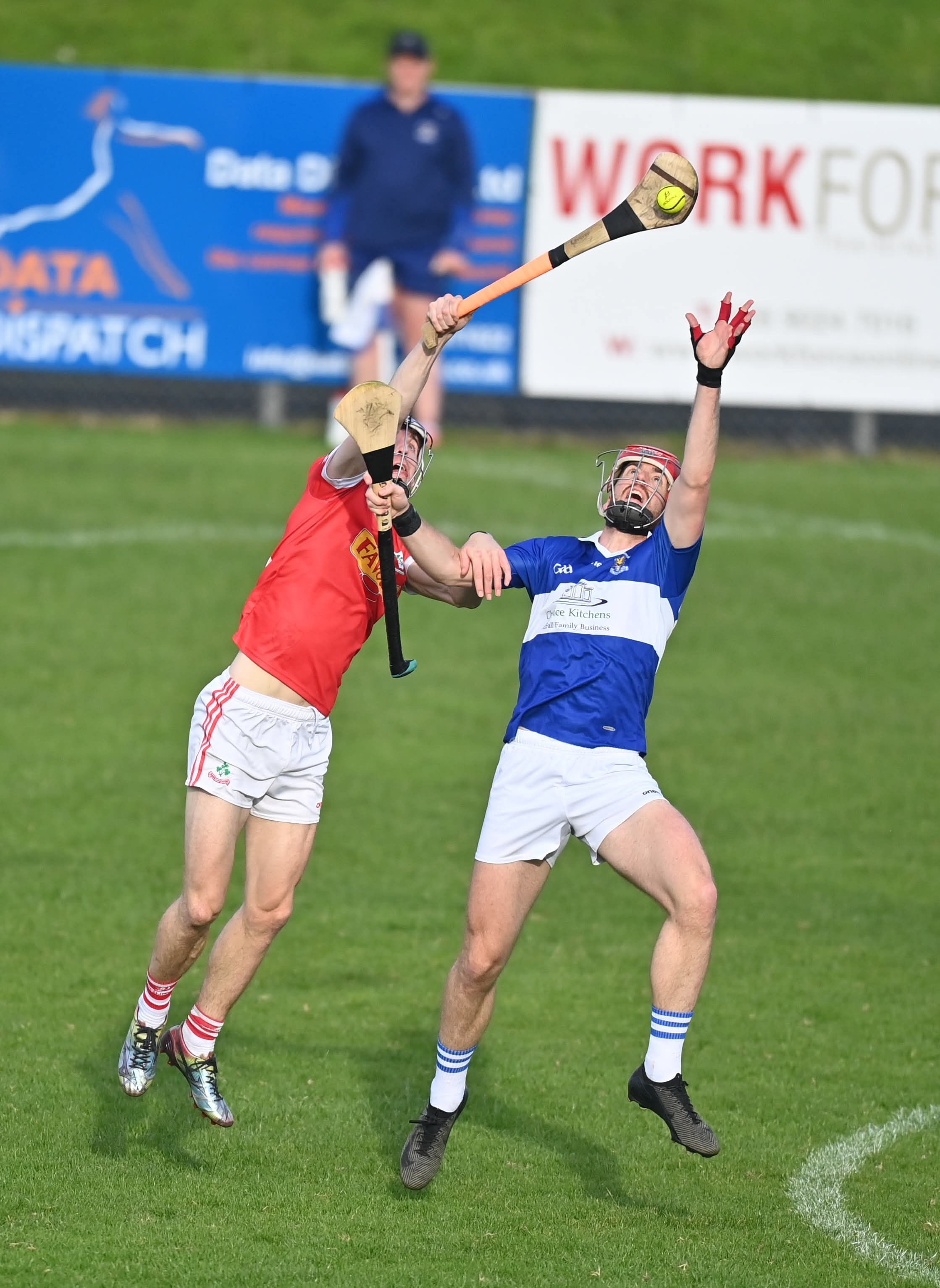 IN THE HEAT OF BATTLE: St John\'s and Loughiel battle it out in Division One on Wednesday evening